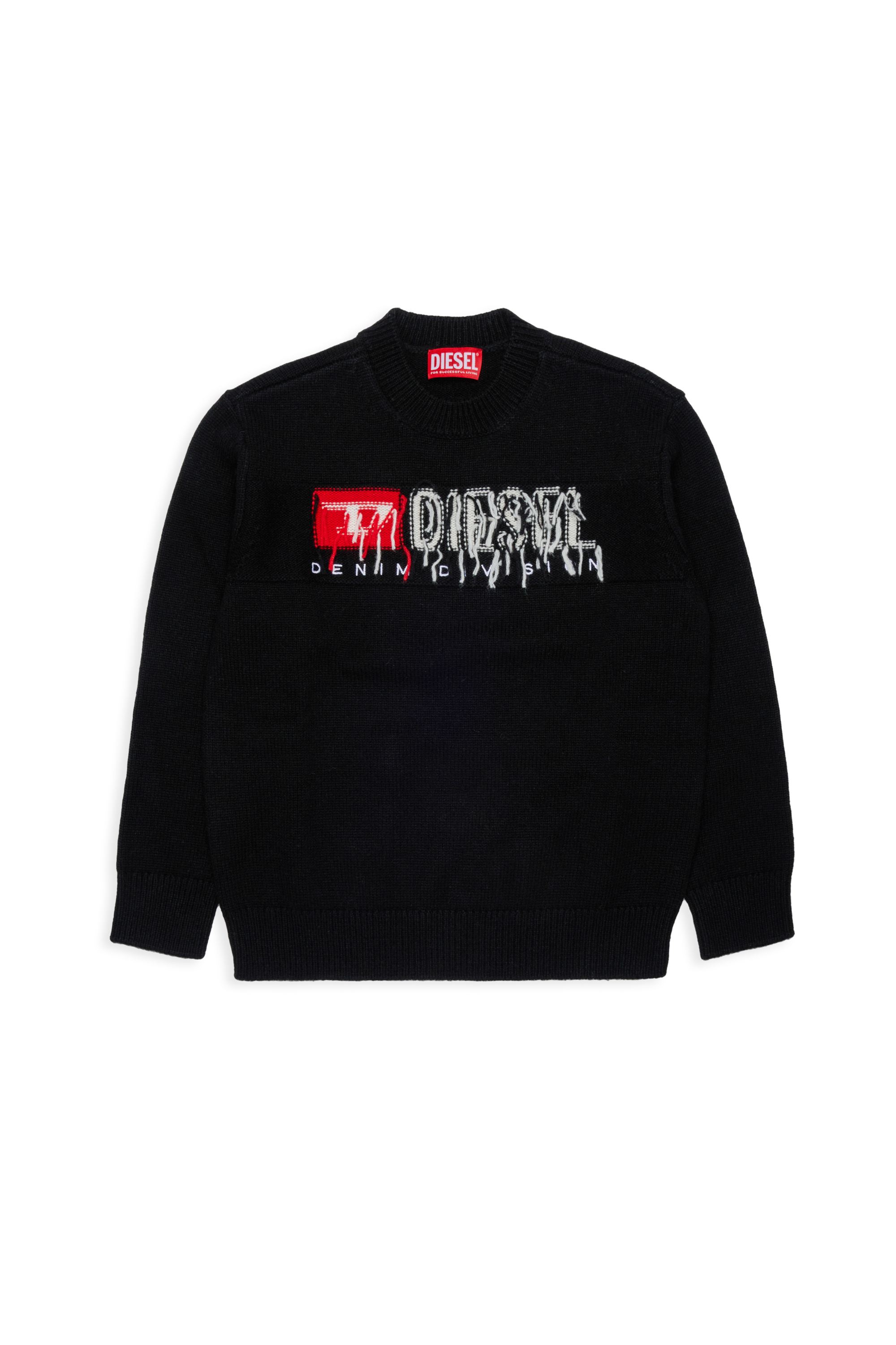 Diesel - KONZI OVER, Man's Cashmere-enriched jumper with destroyed logo in Black - 1