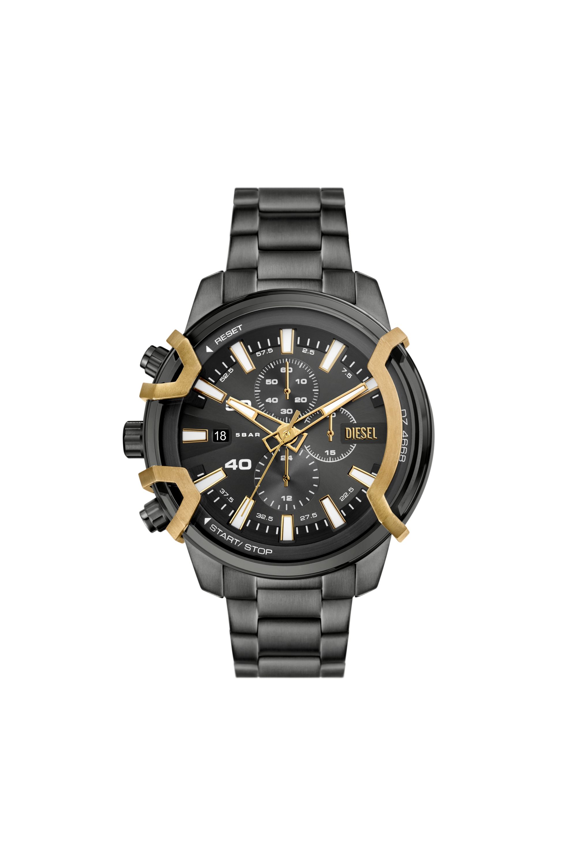 Diesel - DZ4668, Man's Griffed Two-Tone Stainless Steel Watch in Dark grey - 1