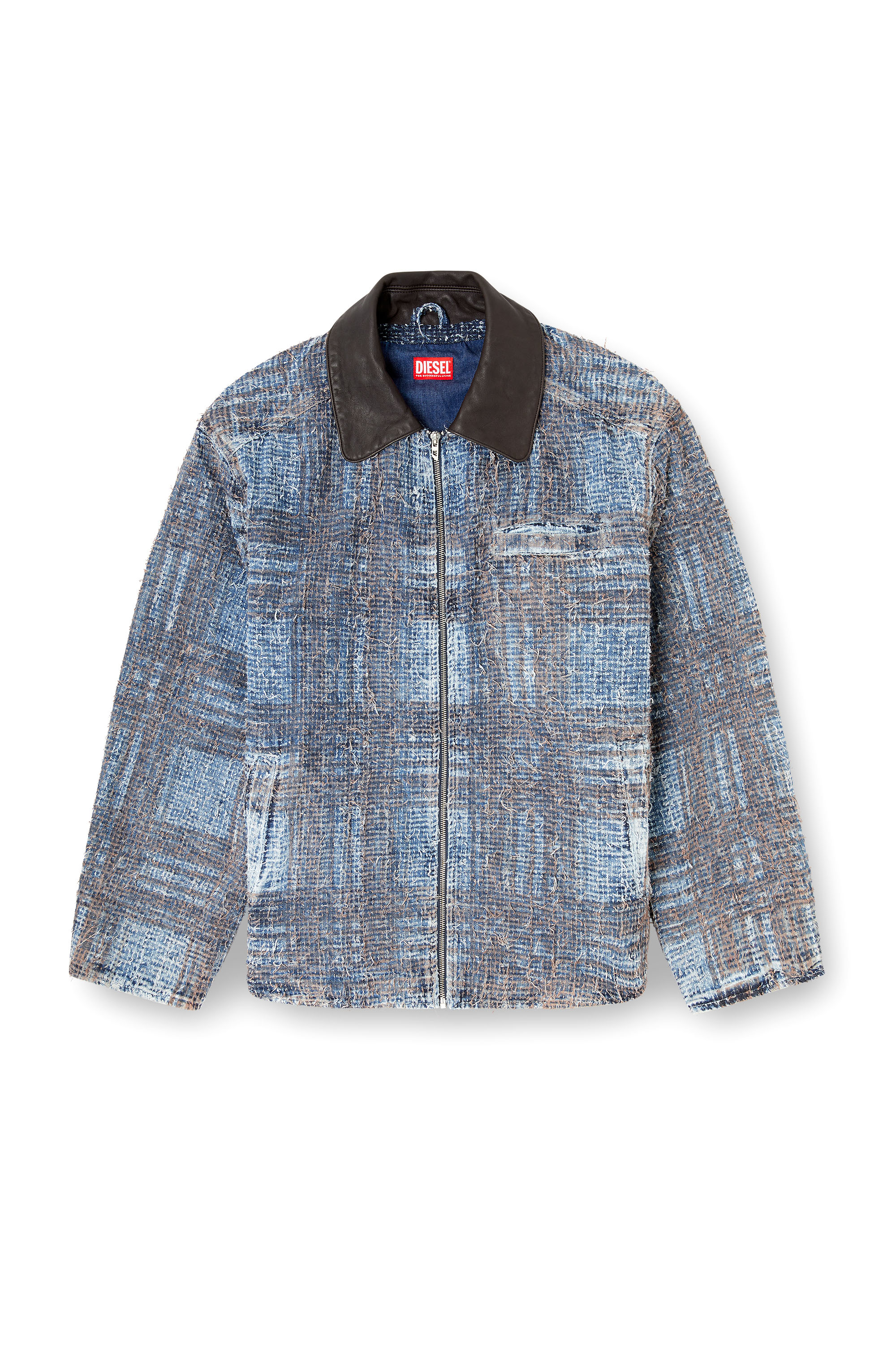 Diesel - D-IVAR-S1, Man's Jacket in graphic boucl&eacute; denim in Black/Blue - 2