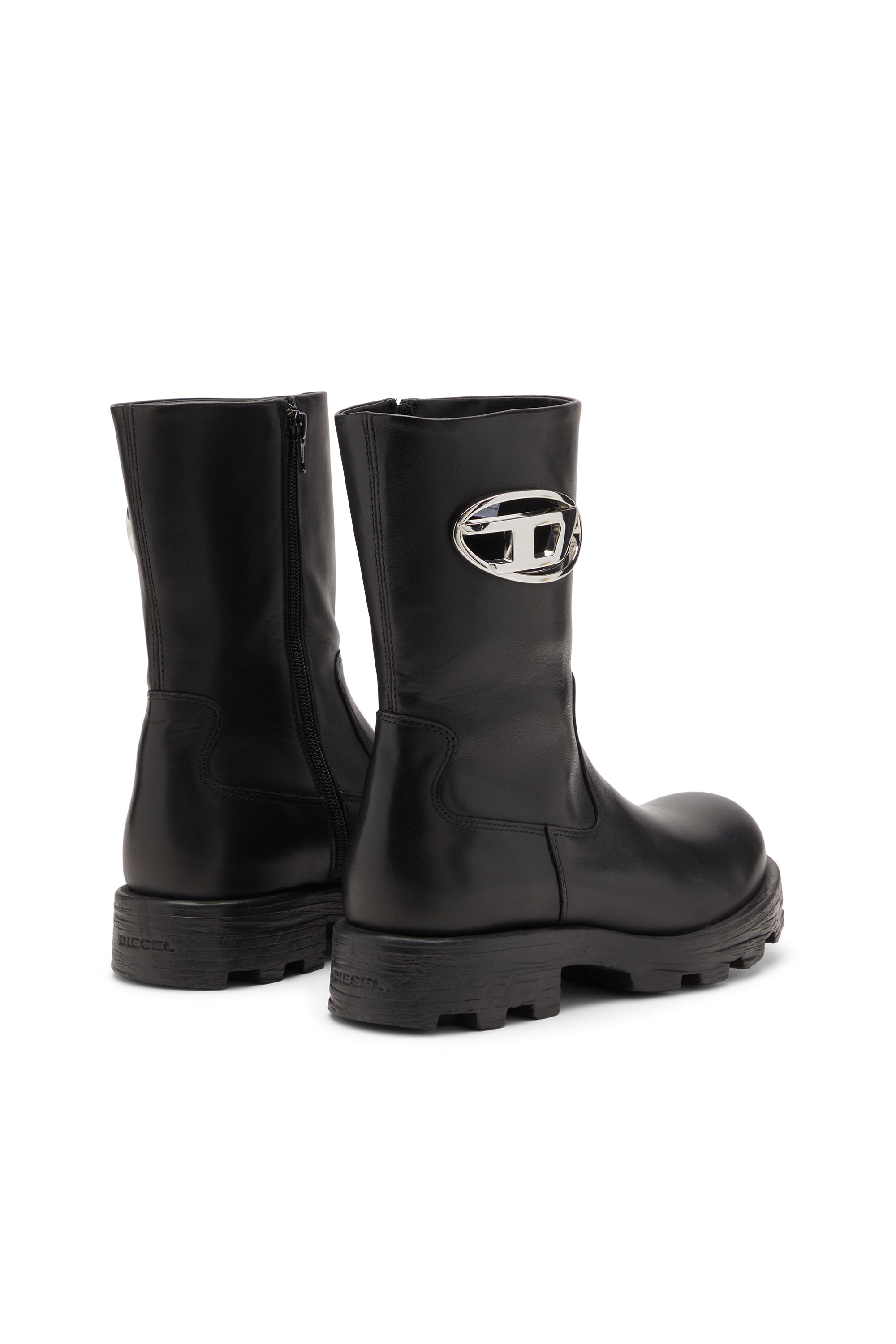 Diesel - D-HAMMER BKR D W, Woman's D-Hammer-Biker boots in shiny leather in Black - 3