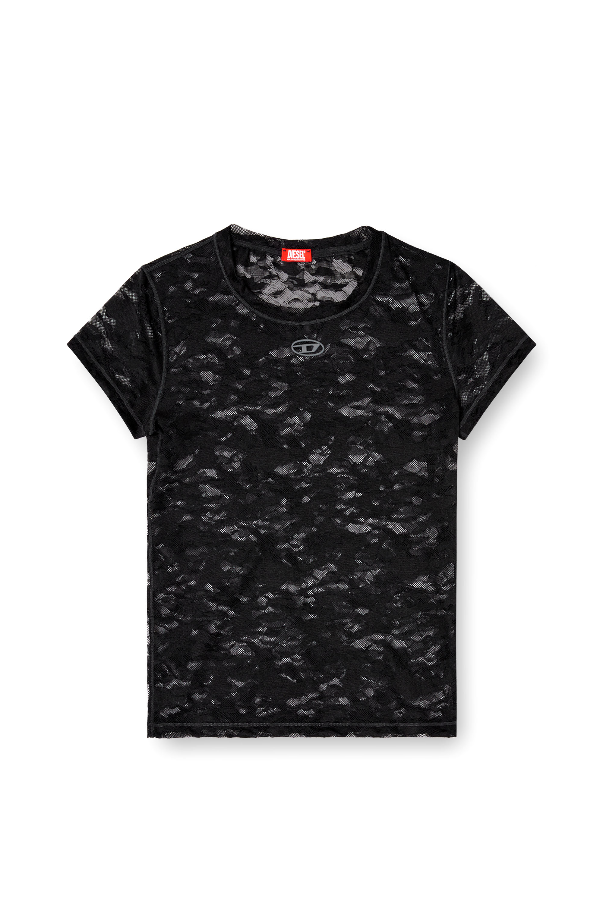 Diesel - KASIA-UTLT, Woman's Camo lace T-shirt in Black - 4