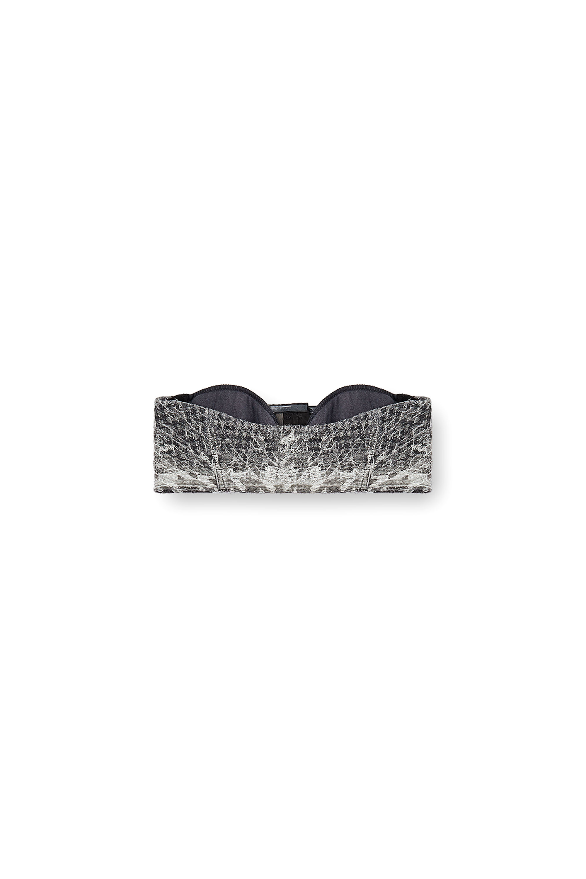 DE-TOPPYS-FSH, Black/White Diesel - DE-TOPPYS-FSH, Woman's Bralette in Prince of Wales jacquard denim in Black/White - 2