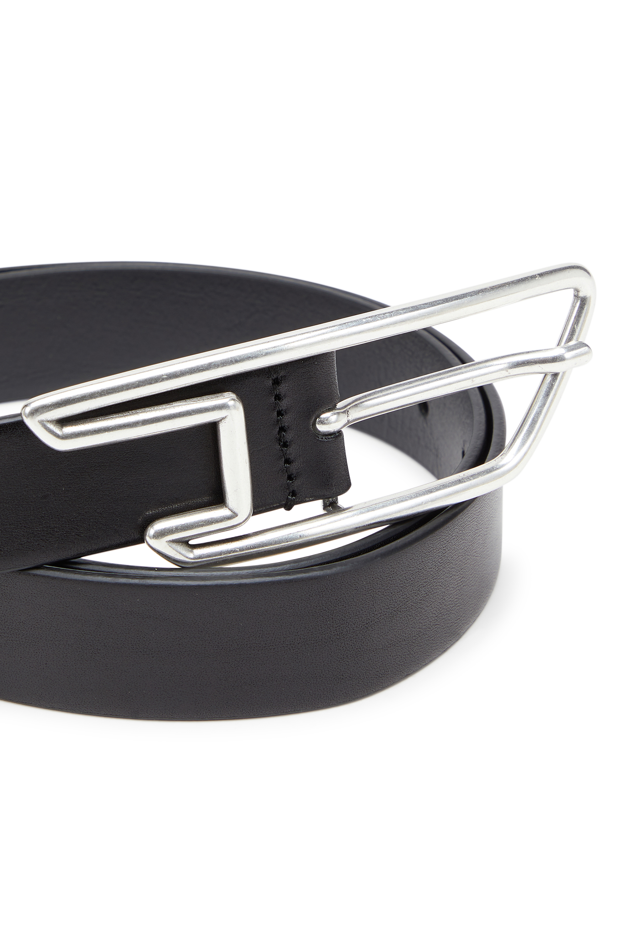 Diesel - B-D LINE 30, Unisex's 3cm leather belt with D-logo buckle in Black - 2