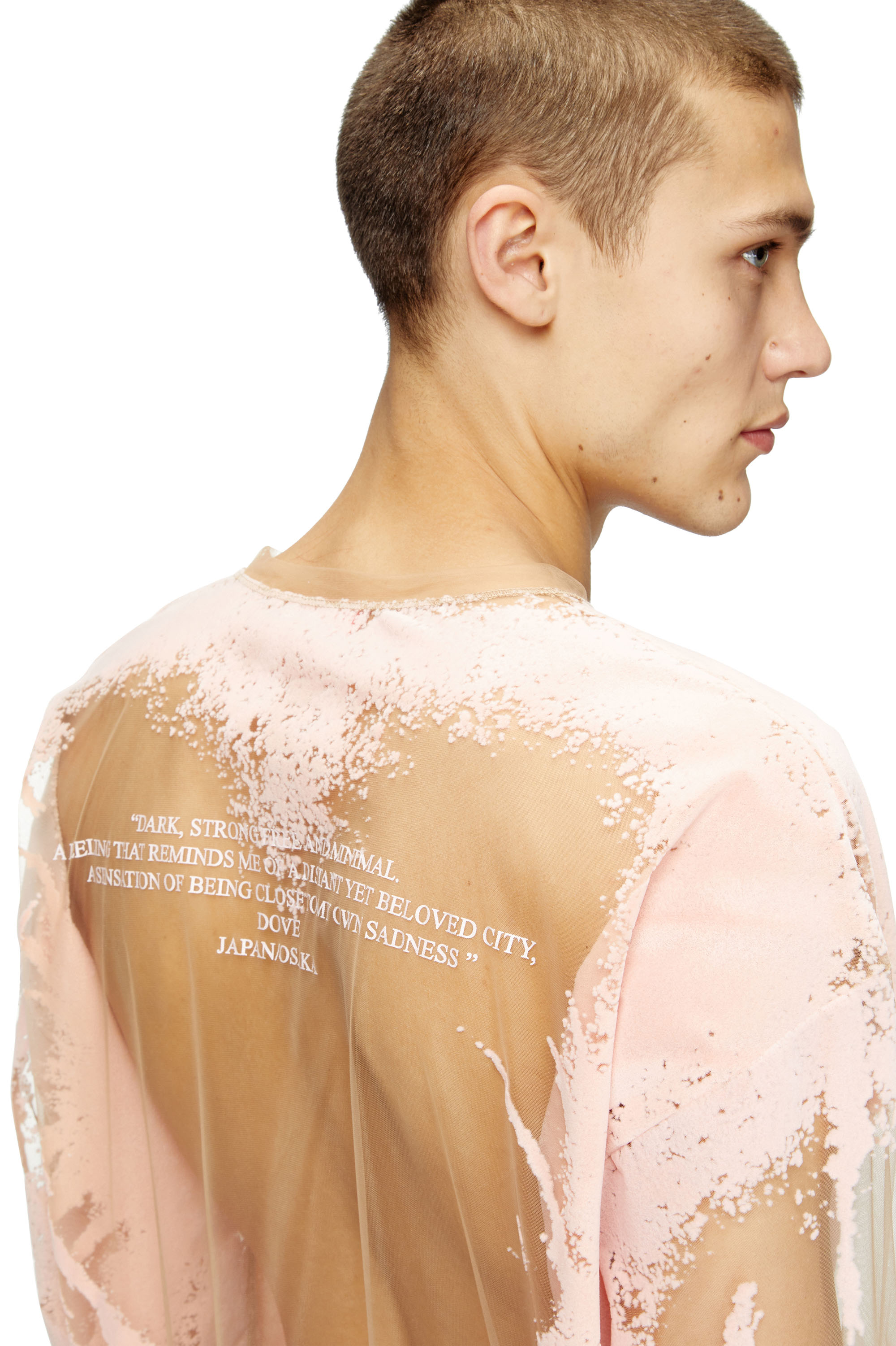 T-HASSAN-LS-A, Pink Diesel - T-HASSAN-LS-A, Unisex's Long-sleeve nylon T-shirt with lyrics print in Pink - 5