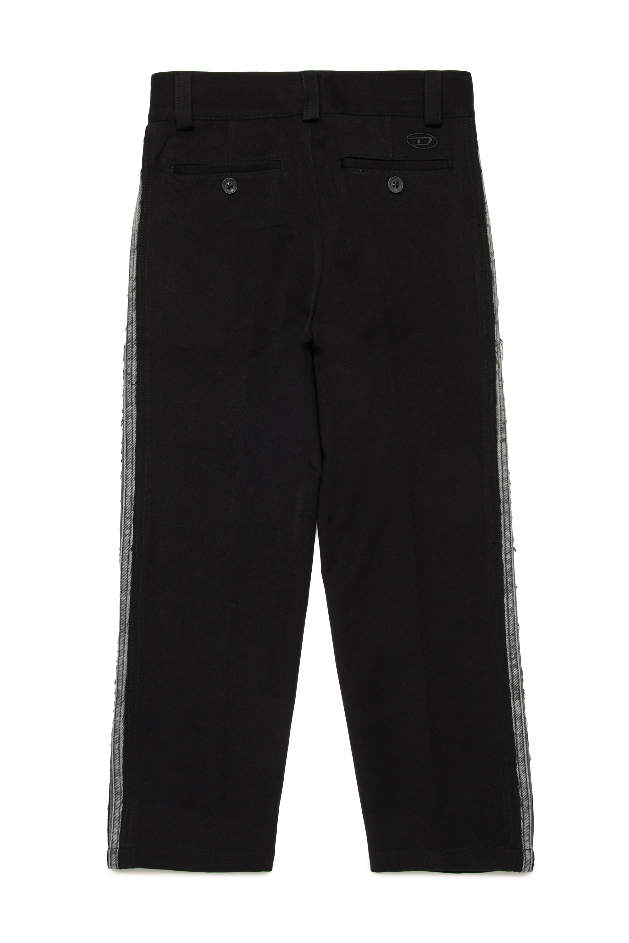 Diesel - POAKDNM, Man's Viscose trousers with denim side inserts in Black - 2