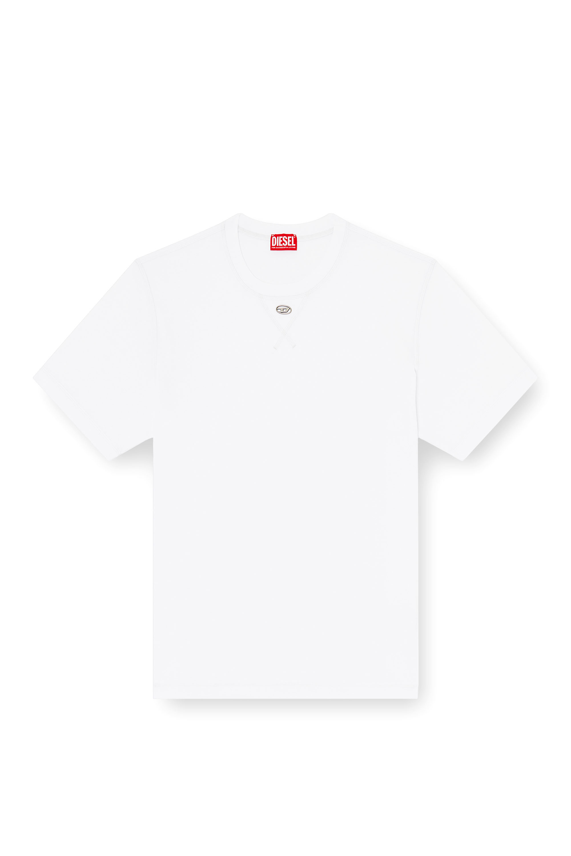 Diesel - T-MADJUST-TR, Man's Regular T-shirt with crew neck and Oval D in White - 3