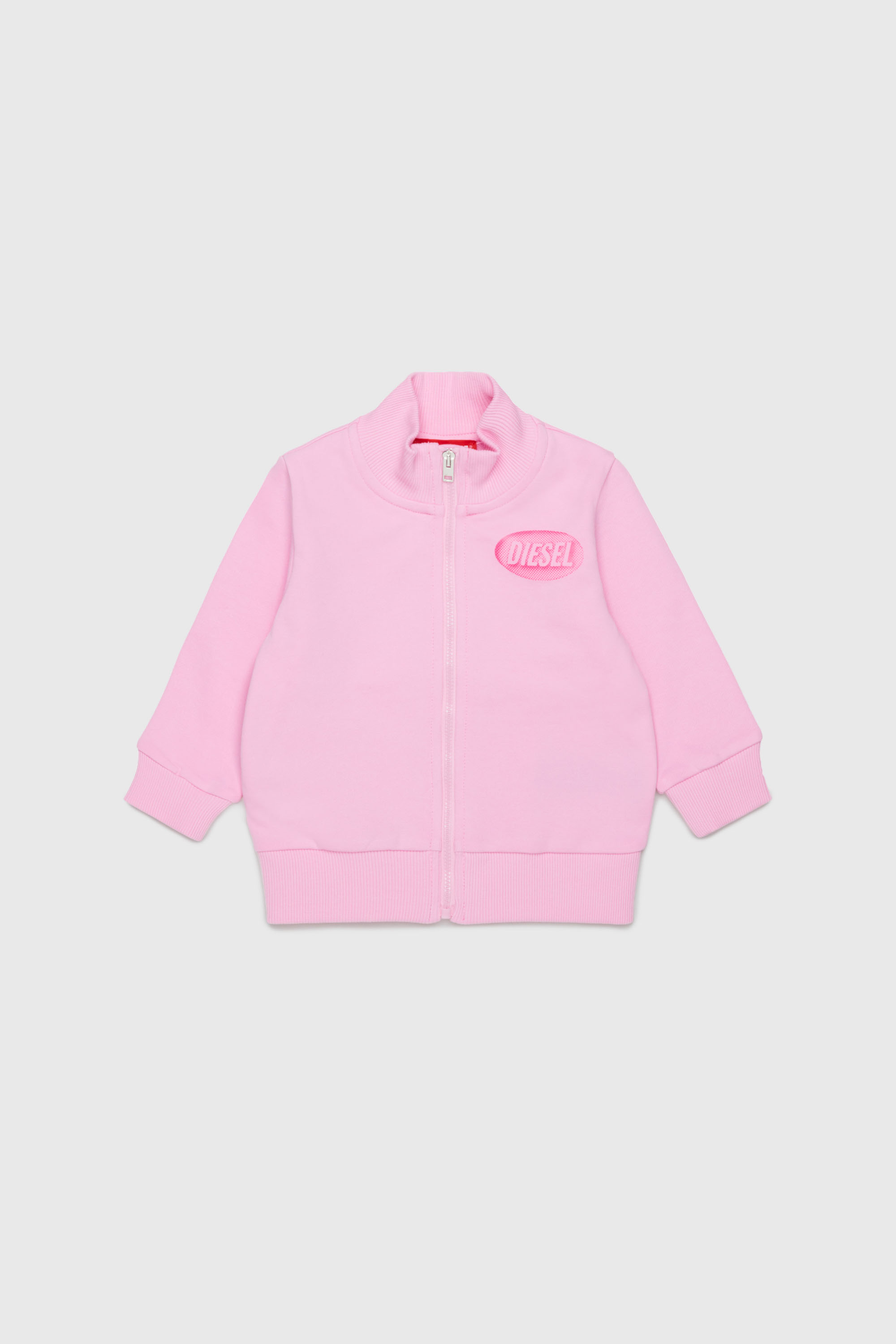 Diesel - SDSELZIPB, Unisex's Zip-up sweatshirt with logo print in Pink - 1