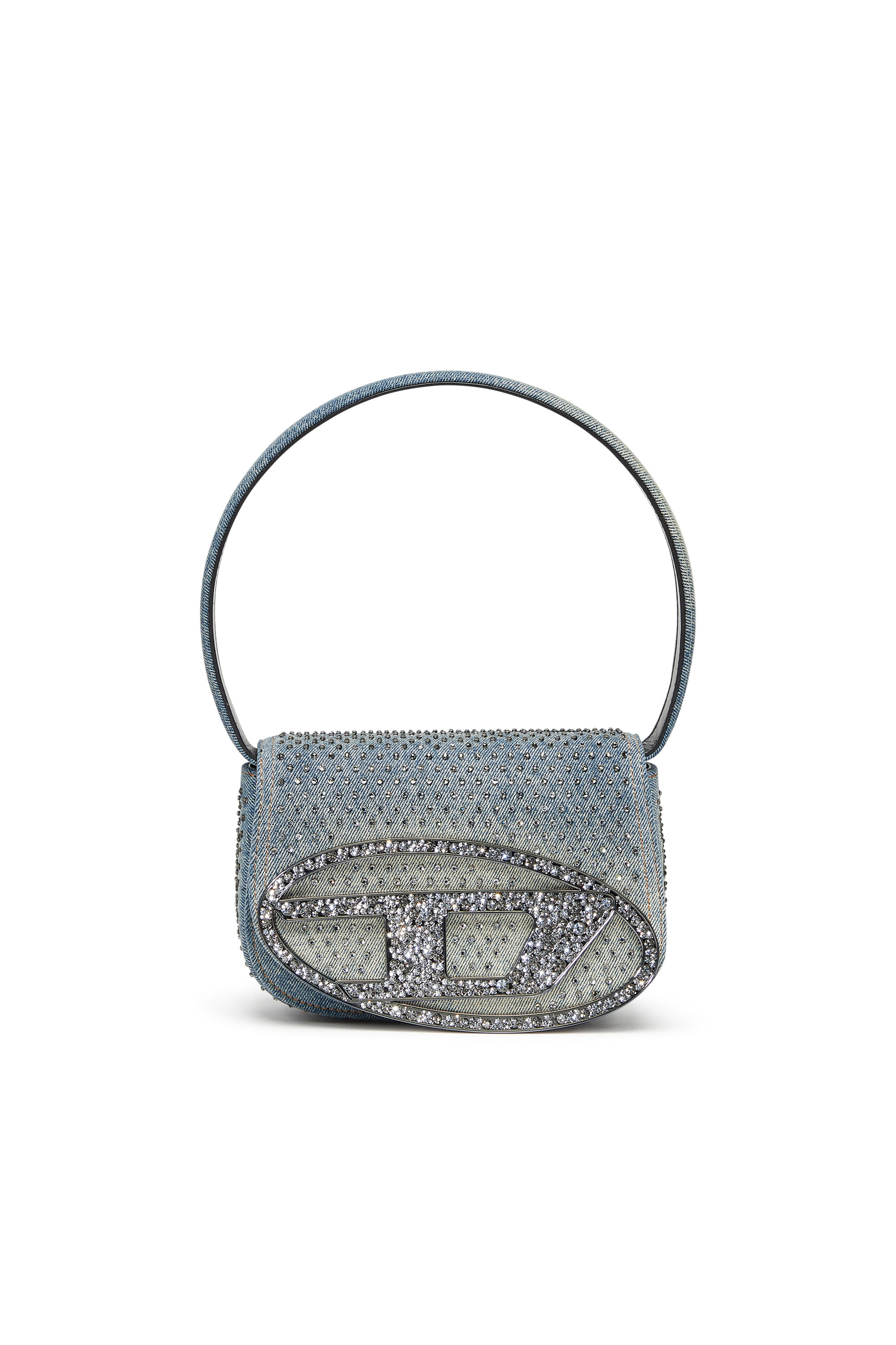 Diesel - 1DR, Woman's 1DR - Iconic shoulder bag in denim and crystals in Light Blue - 2