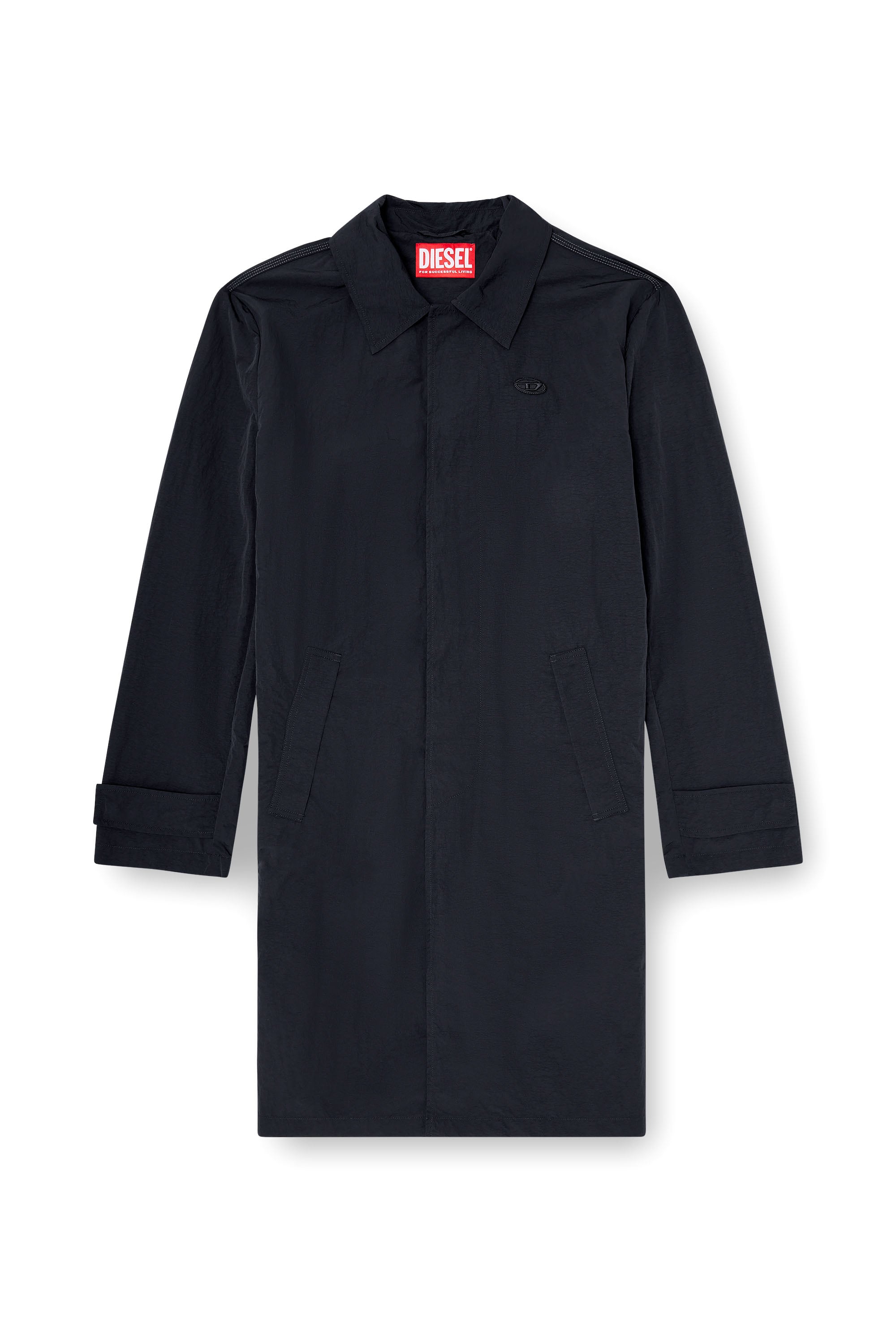 Diesel - J-BURHAT, Man's Nylon coat with shiny crinkle finish in Black - 3