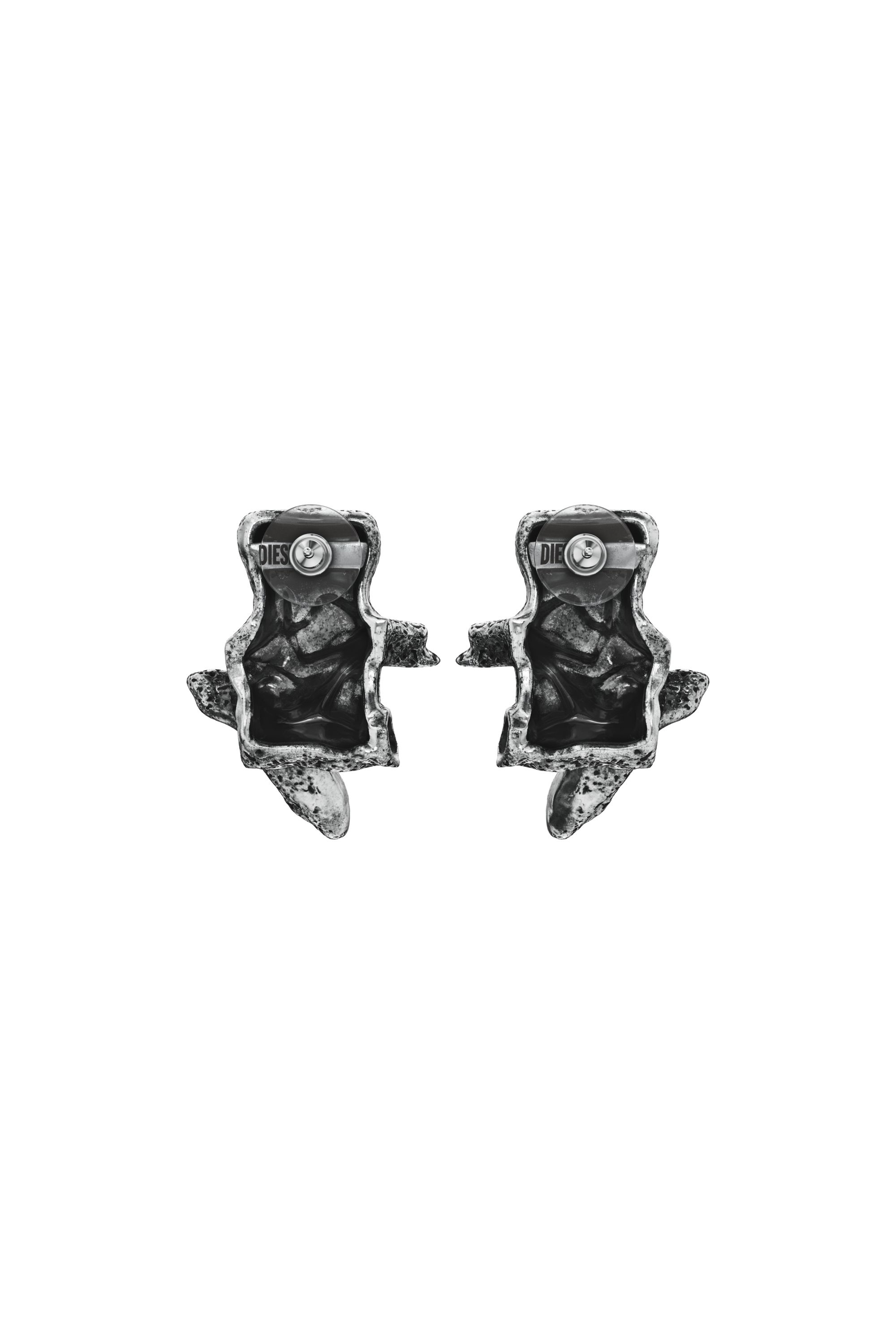Diesel - DX1710040 JEWELLERY, Unisex's Silver-tone stud earrings in Dark grey - 3