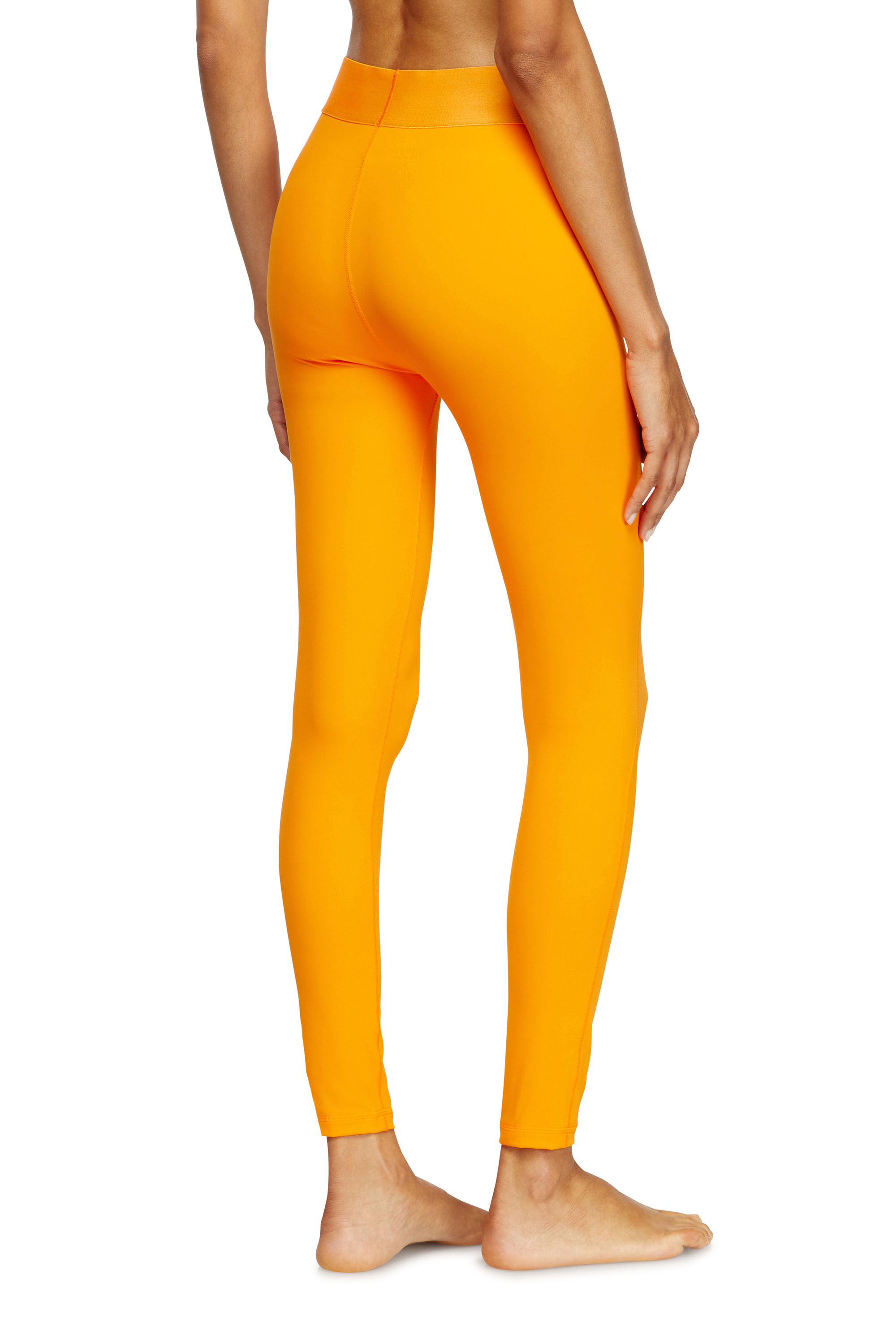 Diesel - ADELINE-D-POP, Woman's Microfibre leggings with cut-off logo in Orange - 3