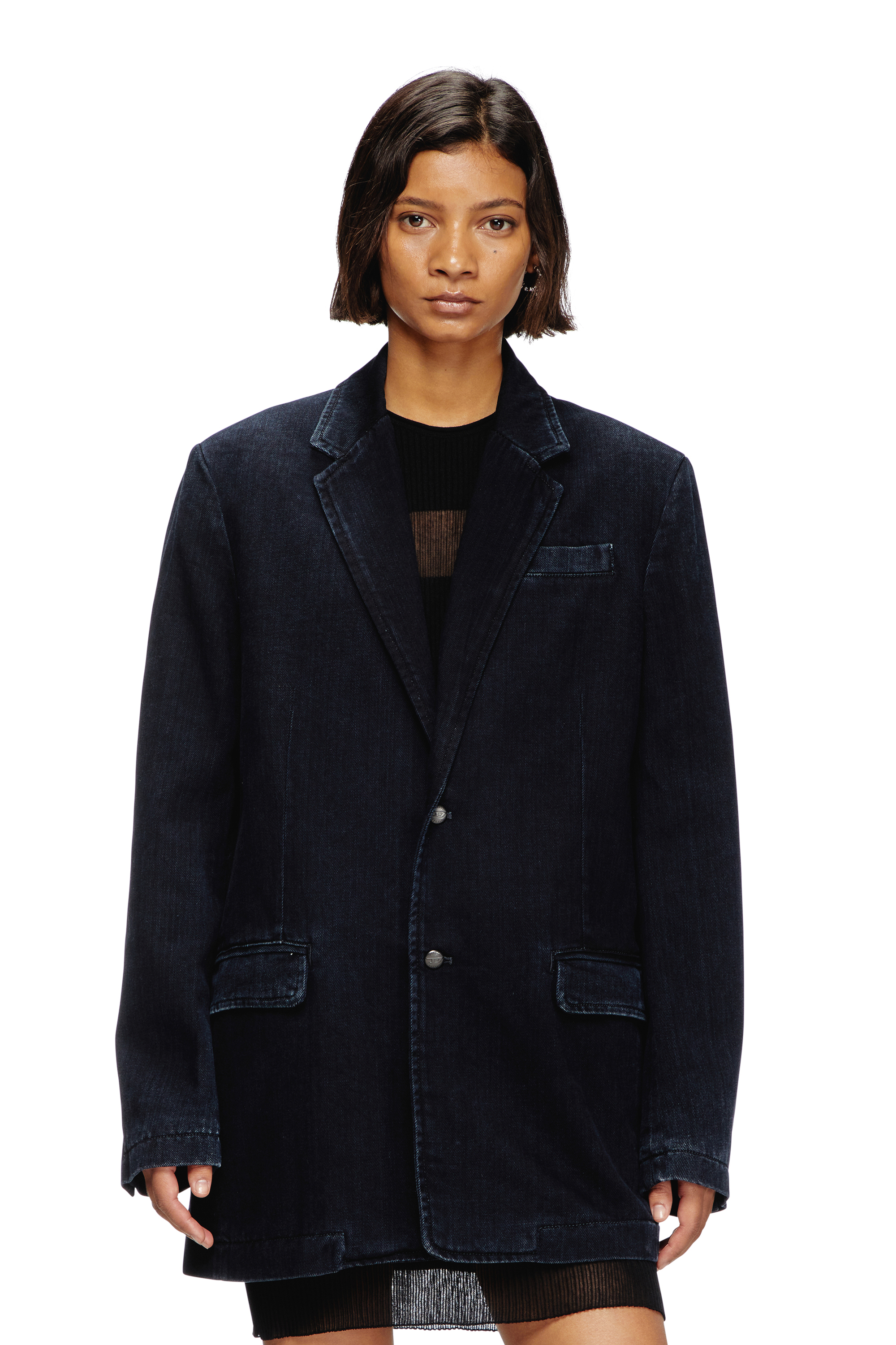 D-REGER-D, Dark Blue Diesel - D-REGER-D, Unisex's Blazer in lightly treated denim in Dark Blue - 6