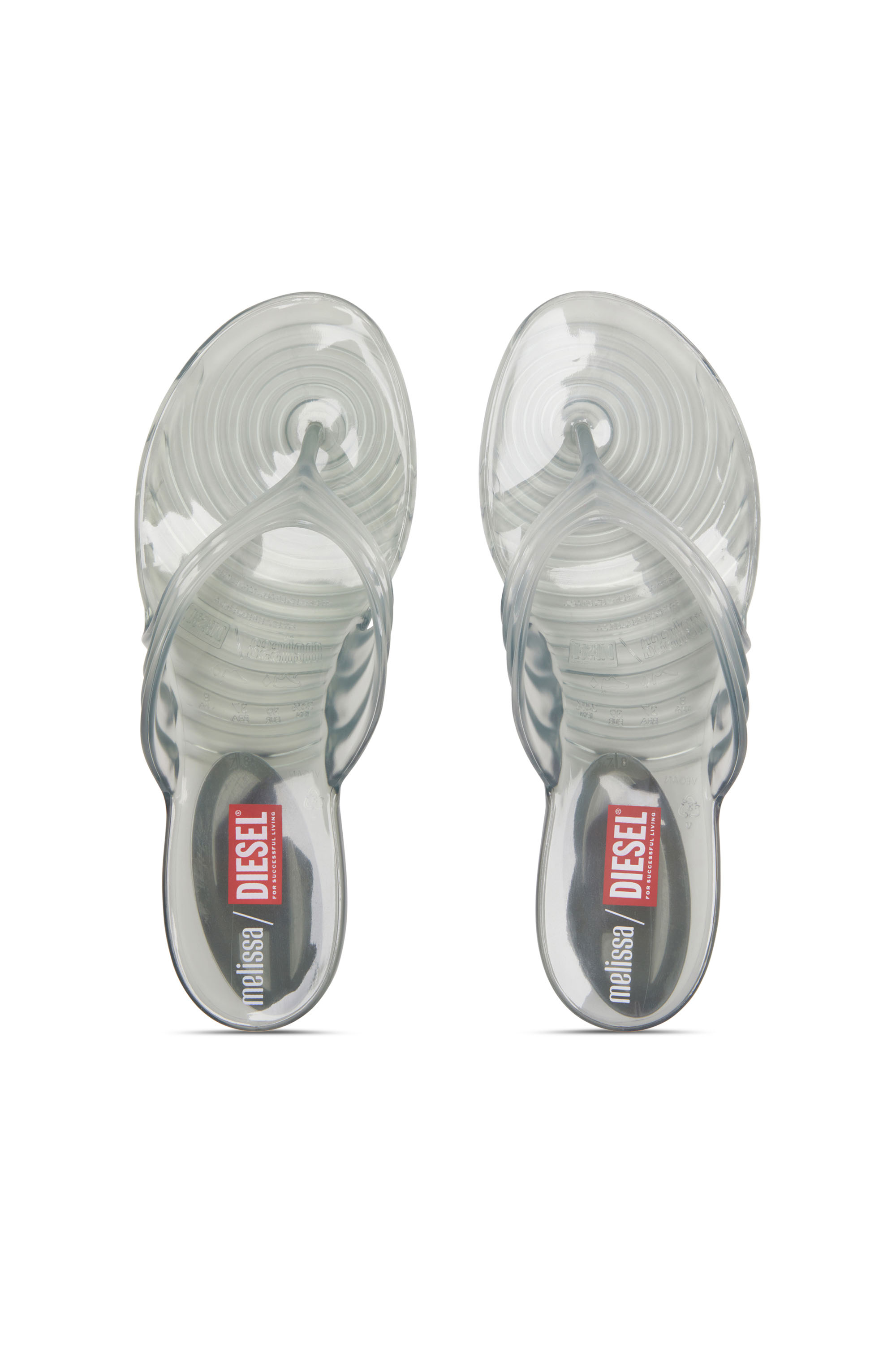 MELISSA QUANTUM THONG, Light Grey Diesel - MELISSA QUANTUM THONG, Woman's Sculptural flip-flops in Melflex® in Light Grey - 4