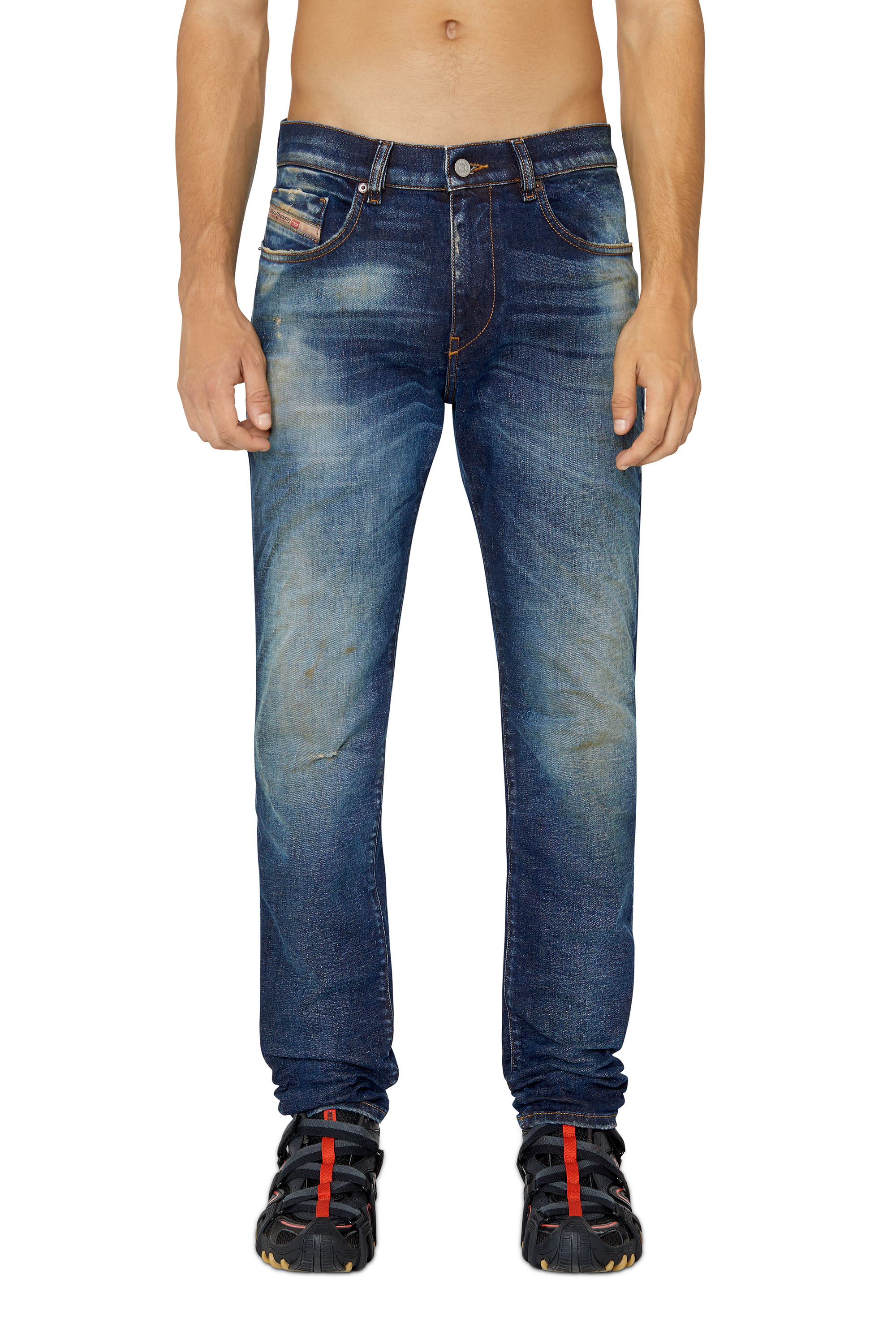 Diesel - 2019 D-Strukt 09E64 Slim Jeans, Dark Blue - Image 1