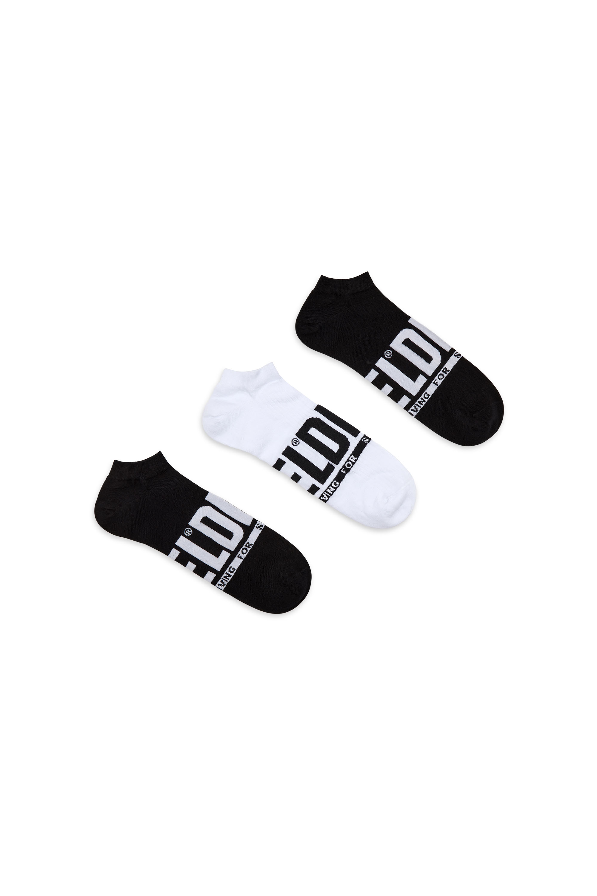 SKM-GOST-THREEPACK, Black/White Diesel - SKM-GOST-THREEPACK, Man's Three-pack logo low-cut socks in Black/White - 1