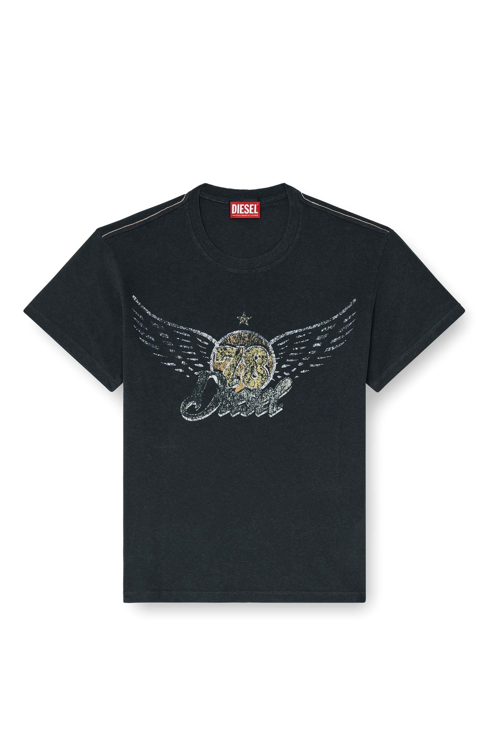 Diesel - T-GERIO-A, Man's Cotton-hemp T-shirt with concert graphics in Black - 3