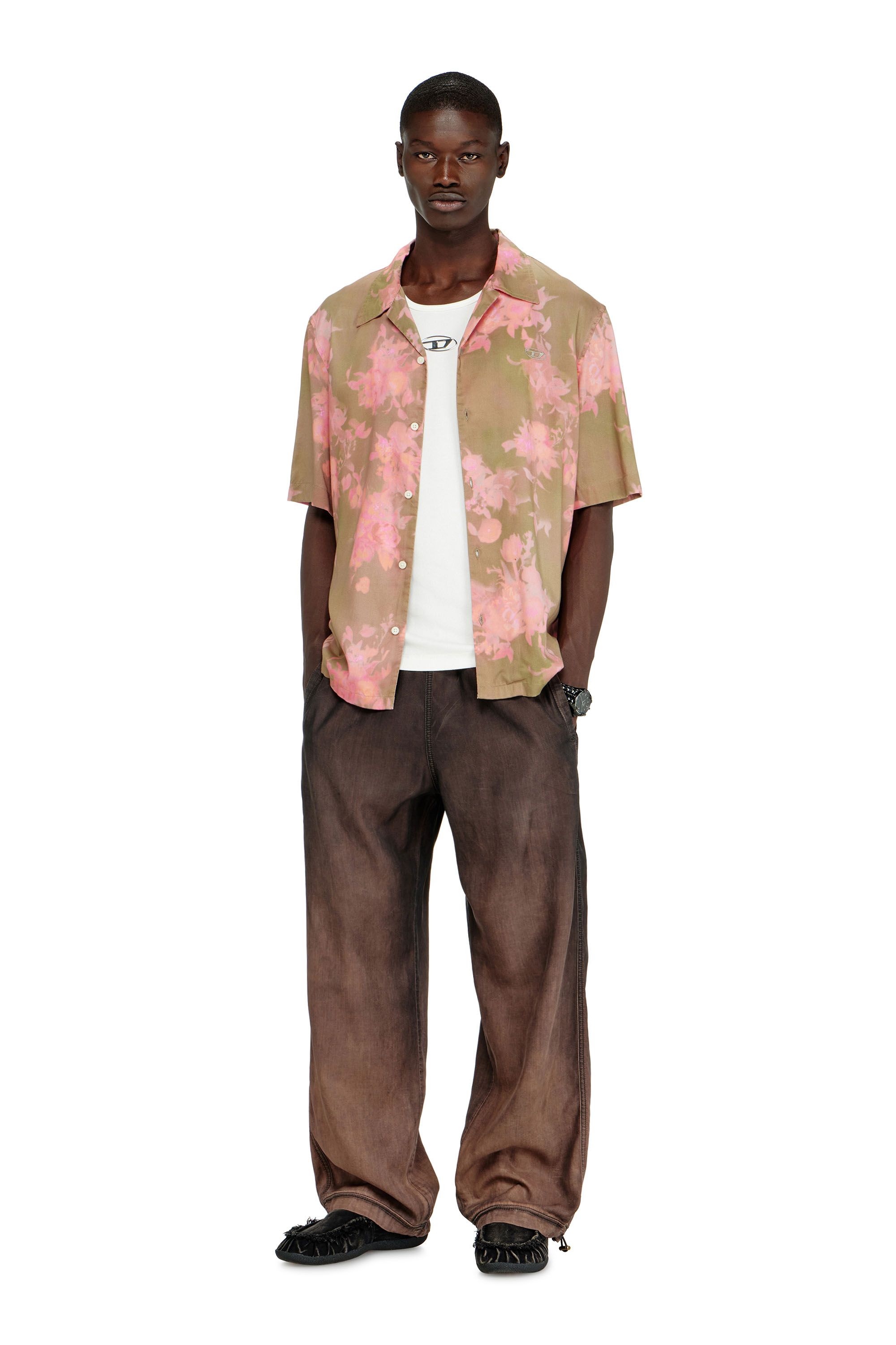 Diesel - S-BRAD-QMCE, Man's Lyocell shirt with all-over floral print in null - 1