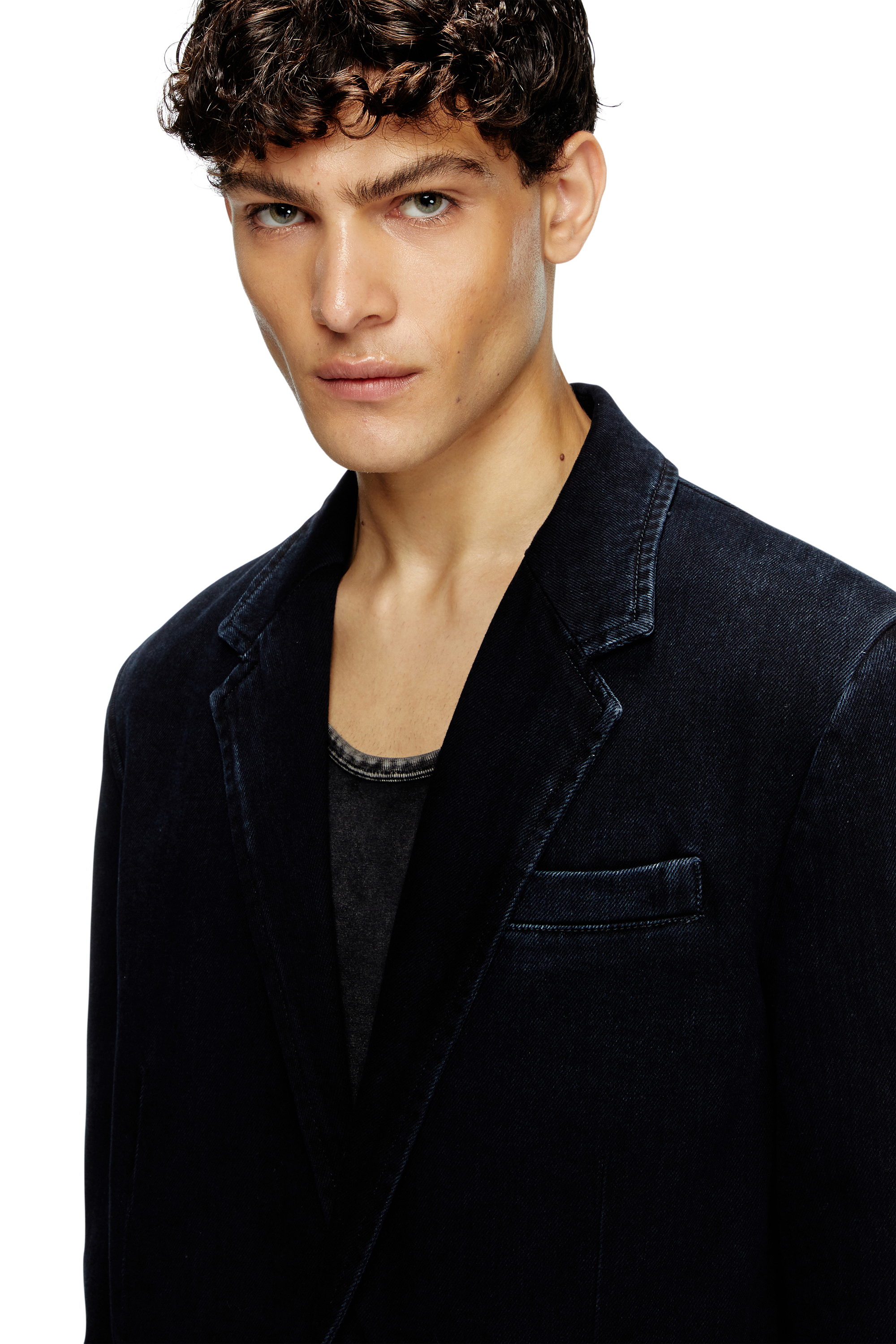 D-REGER-D, Dark Blue Diesel - D-REGER-D, Unisex's Blazer in lightly treated denim in Dark Blue - 5