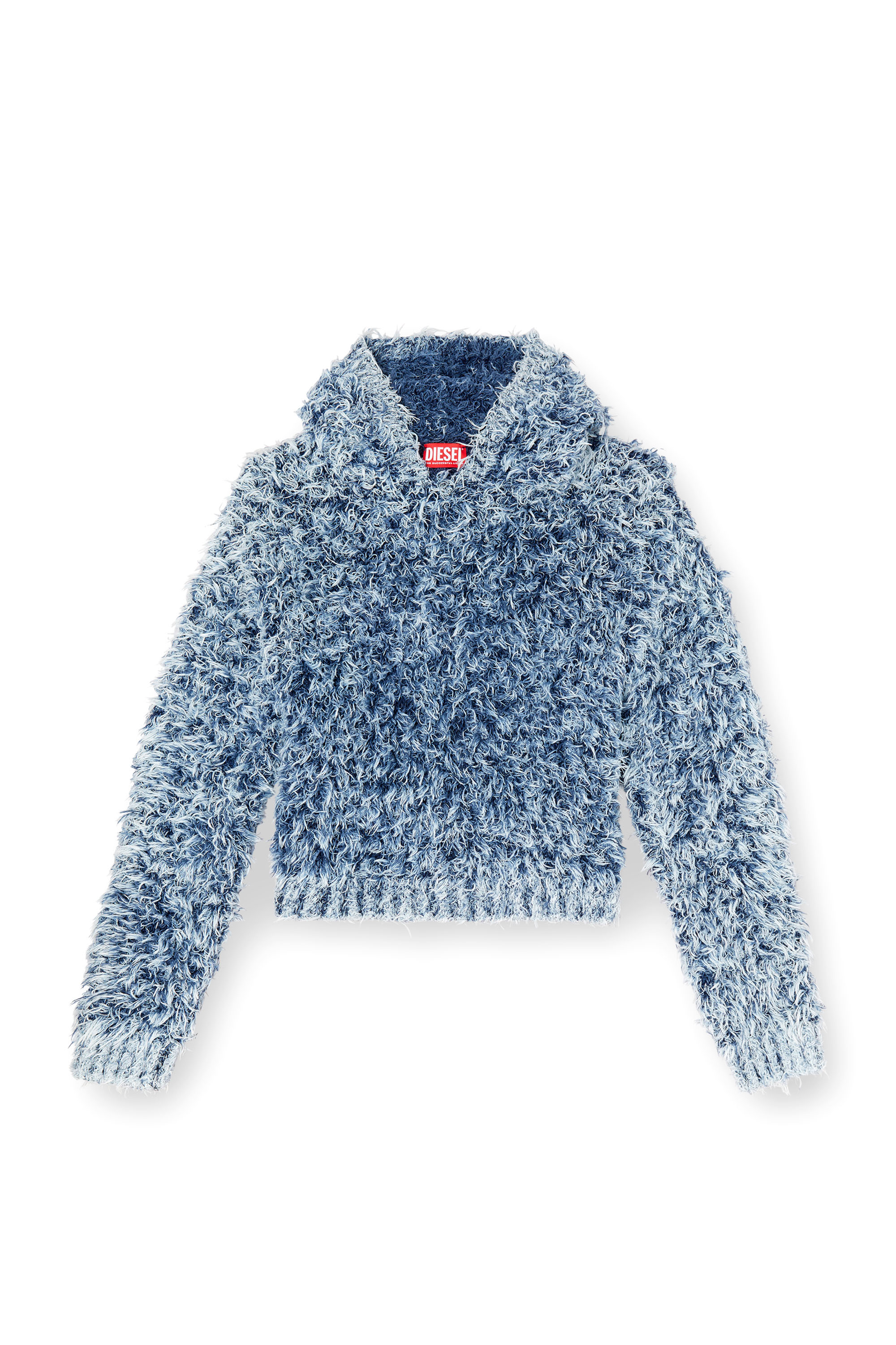 Diesel - M-DOLLY, Woman's Textured-knit hoodie in Blue - 3