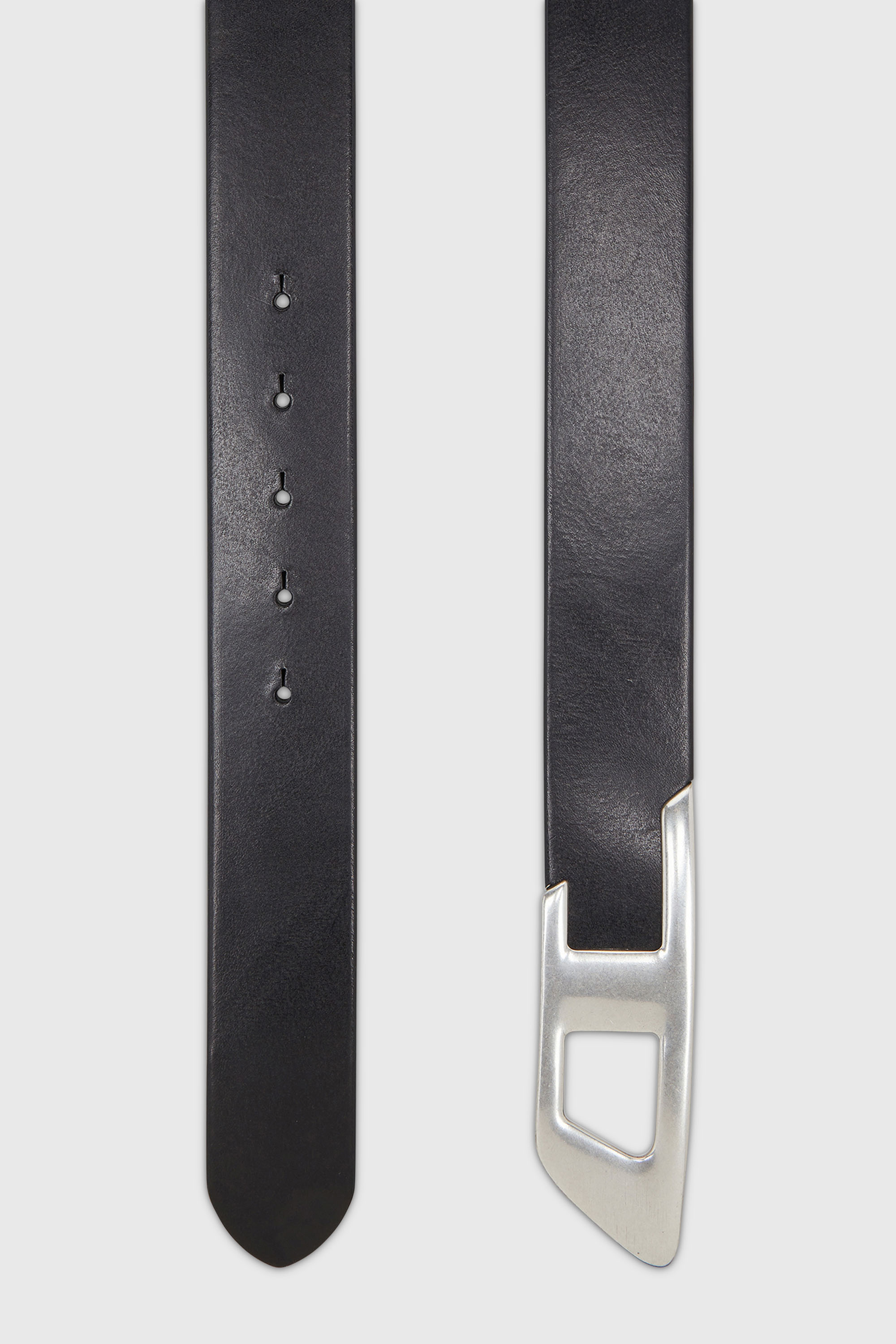 Diesel - B-D LOGO 2.0 40, Unisex's 4 cm leather belt with metal D buckle in Black/Silver - 2