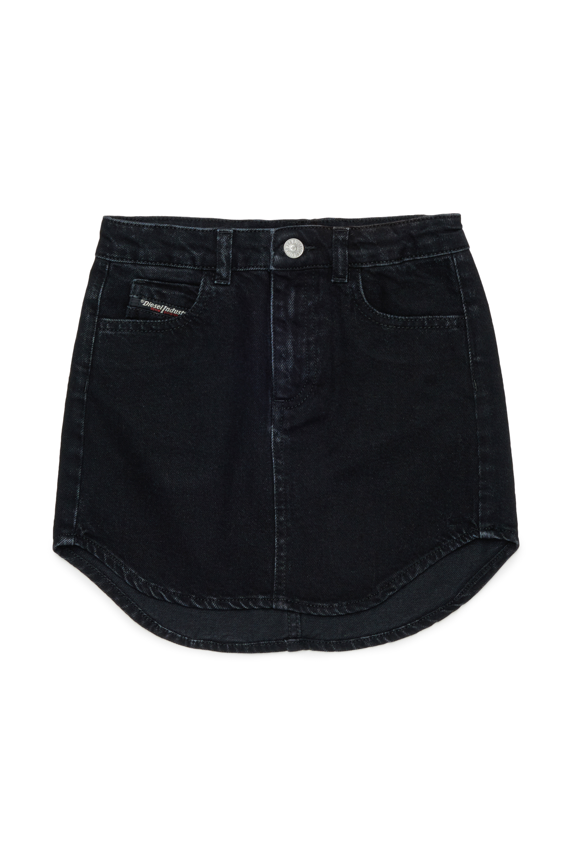 Diesel - GEARD, Woman's Denim mini skirt with curved hem in Black/Dark grey - 1