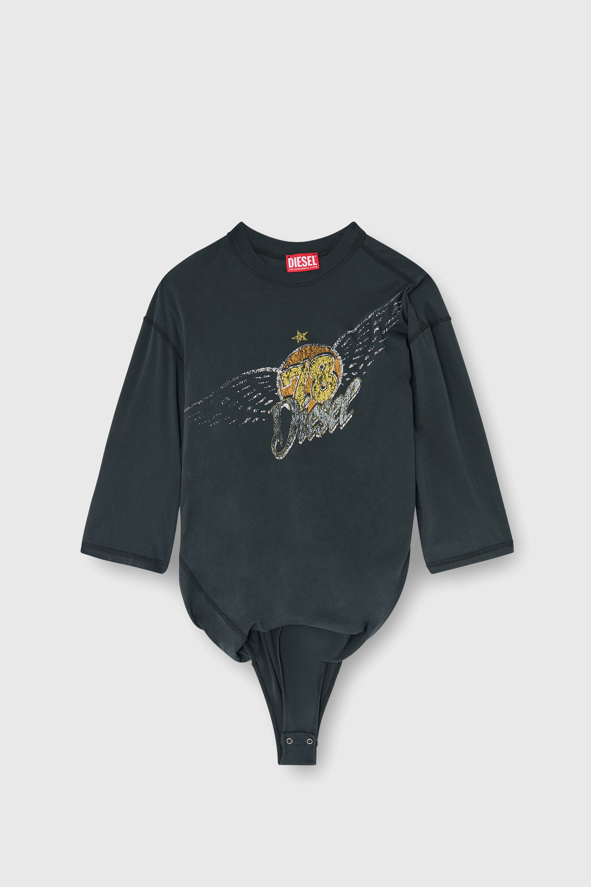 Diesel - T-MILLA-JER, Woman's T-shirt bodysuit with concert graphics in Black - 2