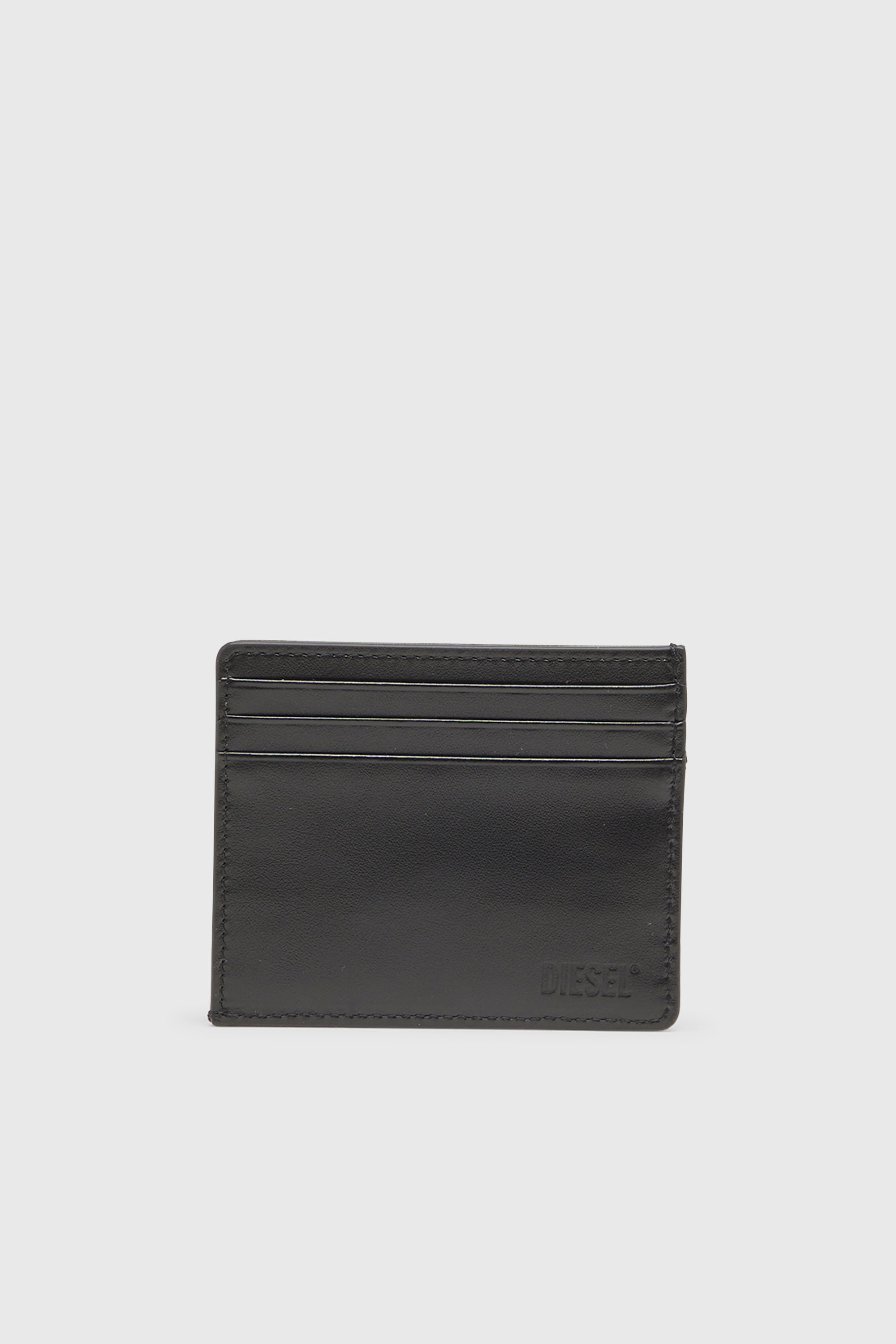 Diesel - 1DR CARD CASE, Unisex's Card holder in washed cotton and leather in Dark grey - 2