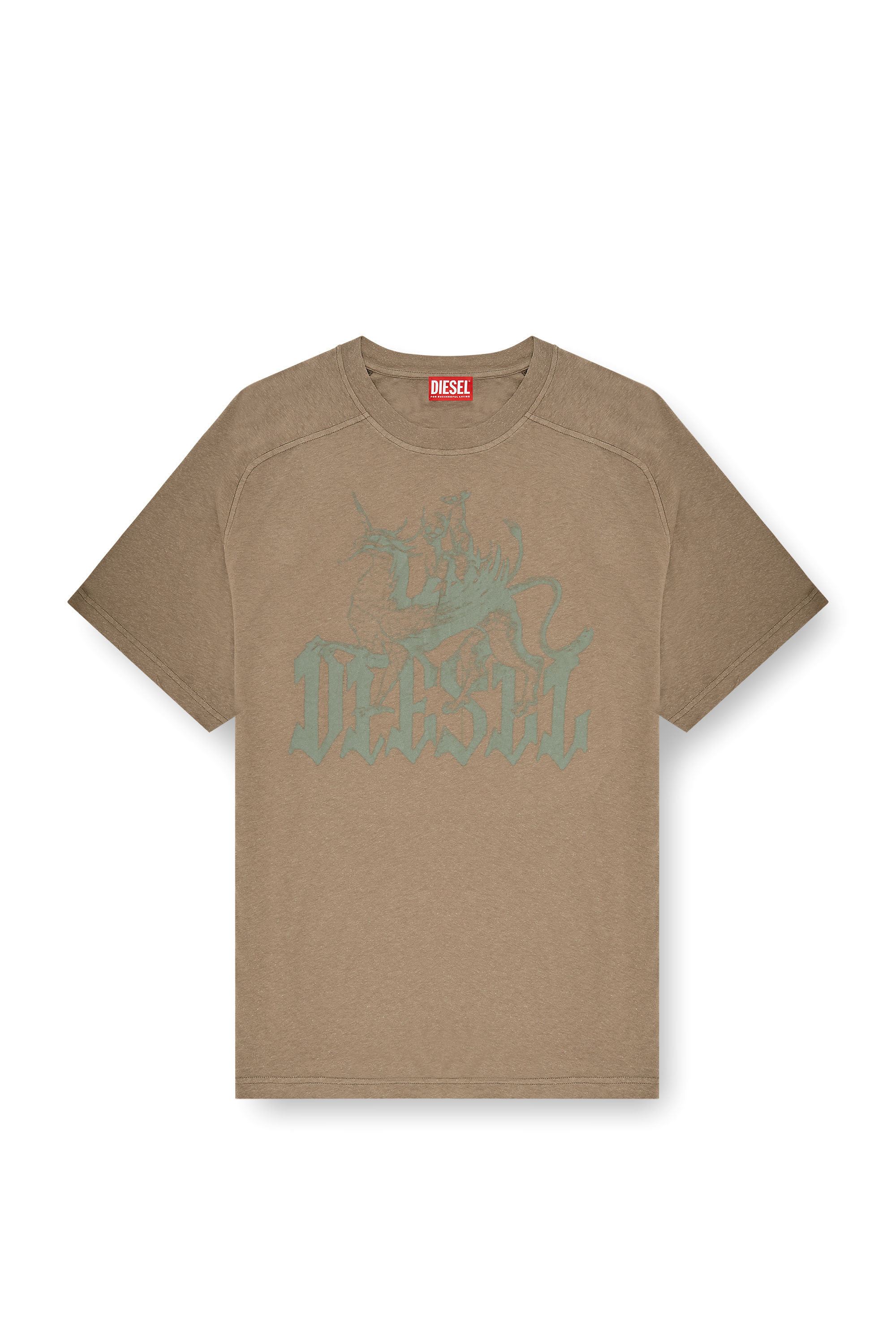 Diesel - T-JUSSI-A, Man's Printed T-shirt in cotton and hemp in Beige - 2