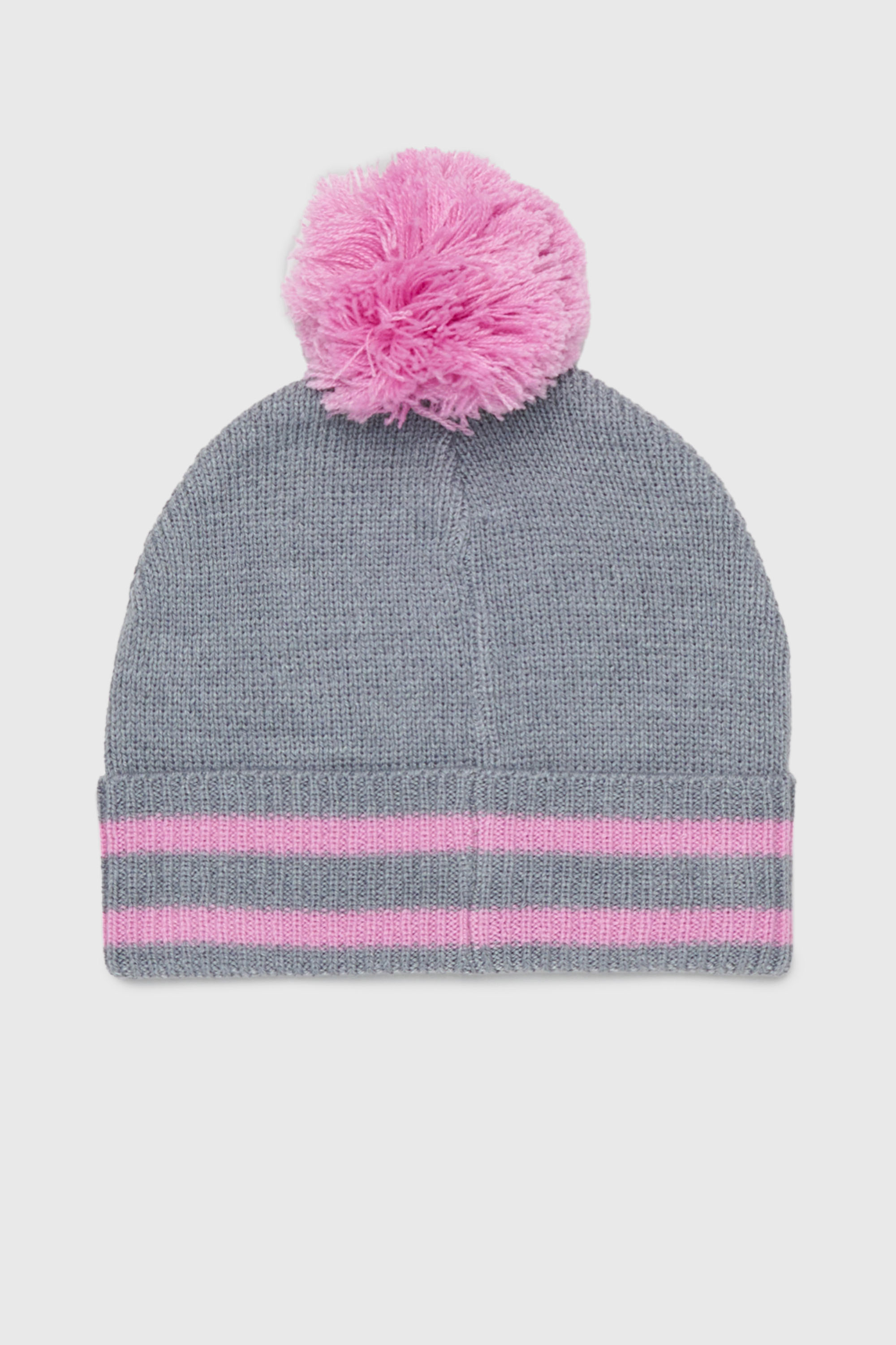 Diesel - FUTEEB, Unisex's Striped pom-pom beanie in wool blend in Grey/Pink - 2