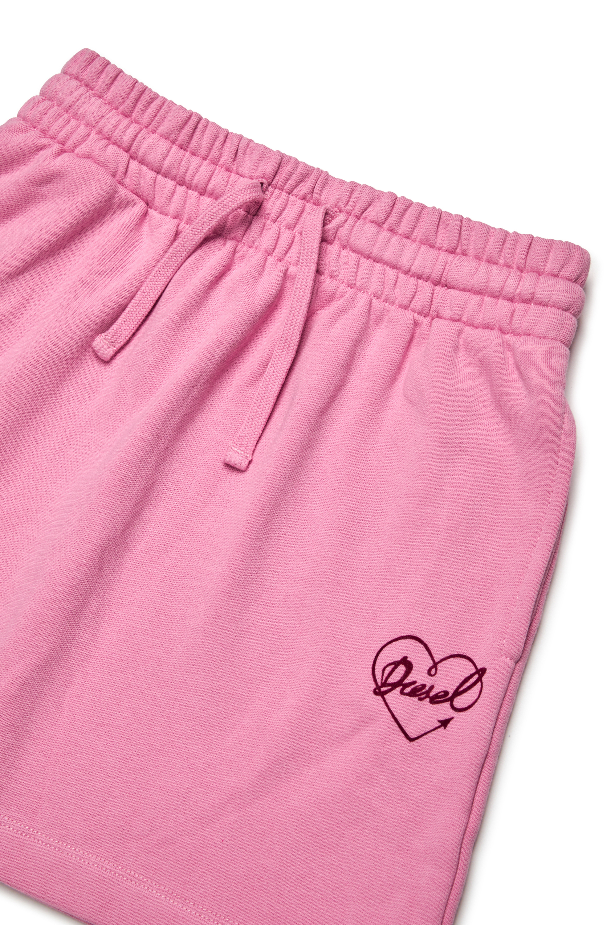 Diesel - GINNYX, Woman's Cotton mini skirt with flocked logo heart in Pink - 3