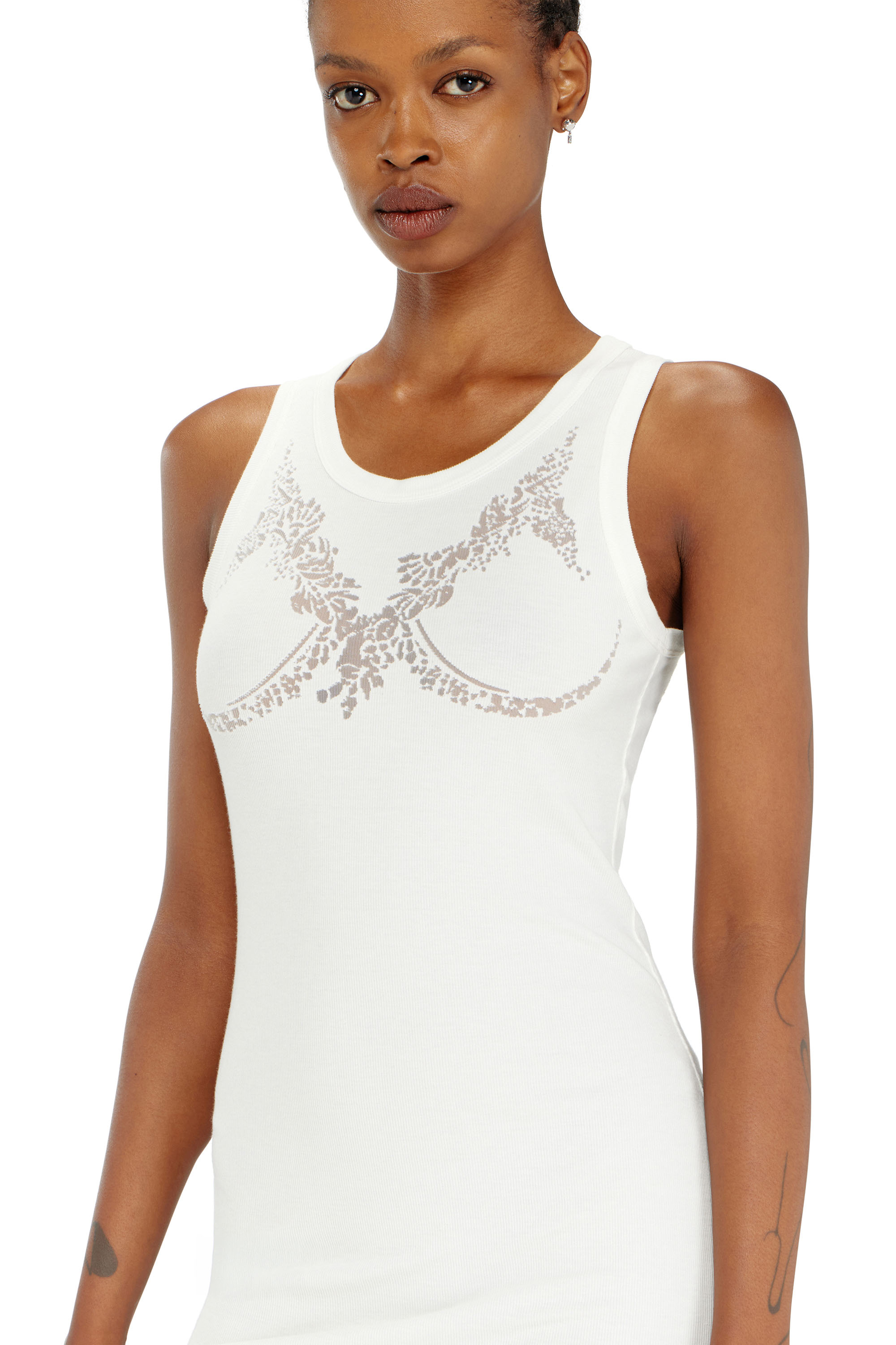 Diesel - PR-D-ANKI-LACE-R, Woman's Mini tank dress with devor&eacute; lace effect in White - 5