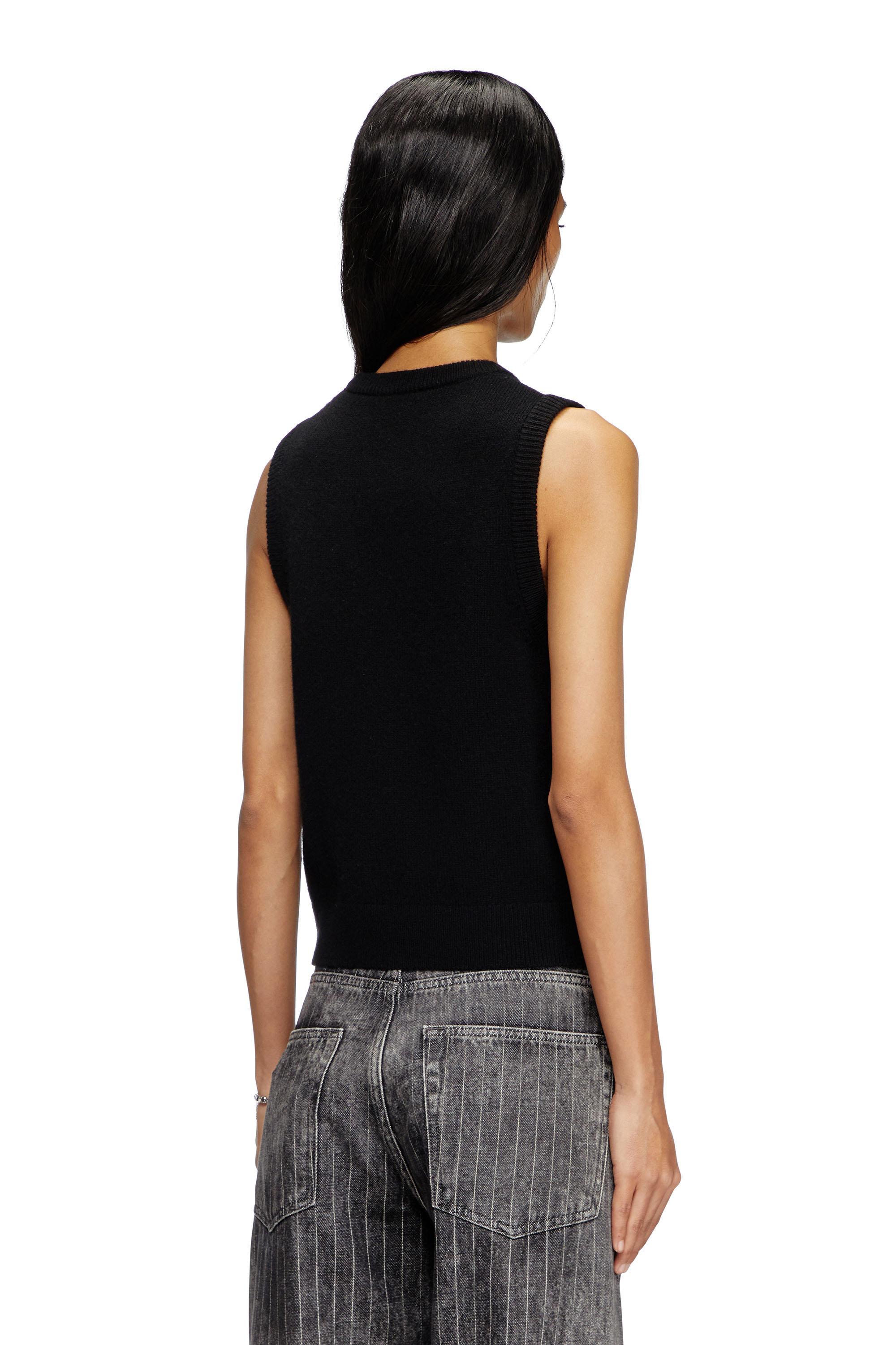 M-ARGARIN-SL, Black Diesel - M-ARGARIN-SL, Woman's Knit tank top in cashmere blend in Black - 4