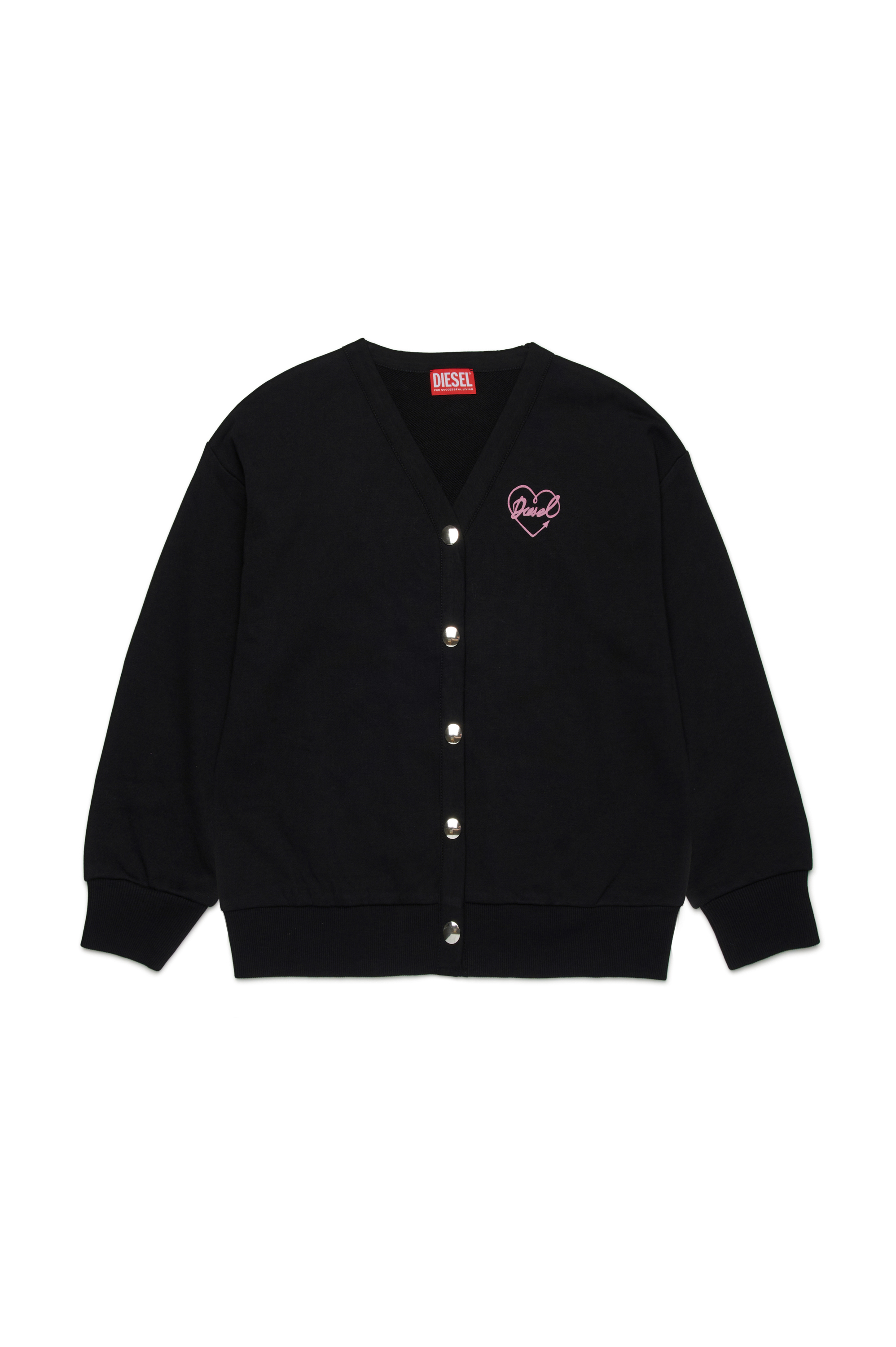 Diesel - SEMMPY, Woman's Sweatshirt with flocked logo heart in Black - 1