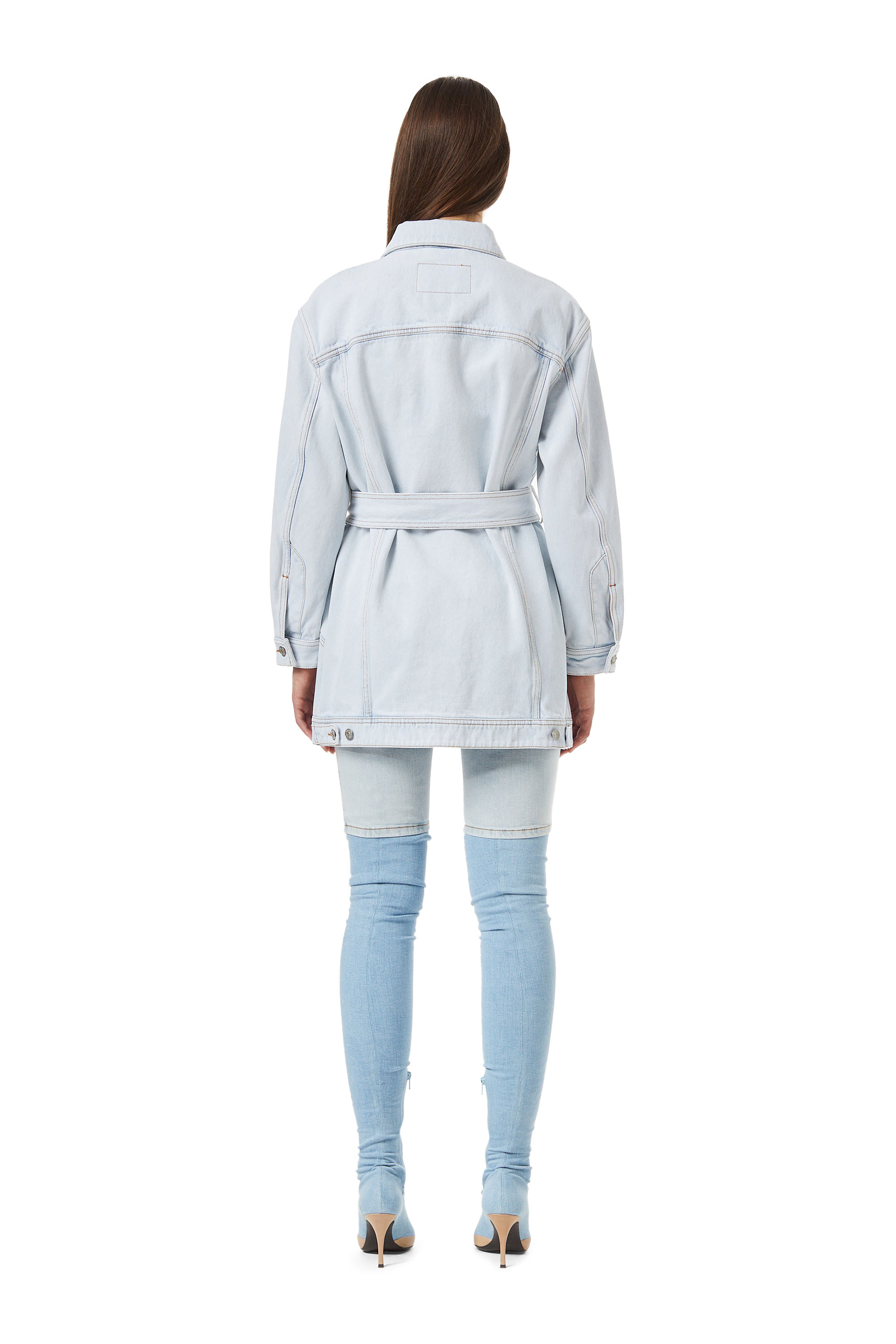 Diesel - DE-FLAMINIA TRUCKER COAT, Woman's Trucker coat in Light Blue - 4