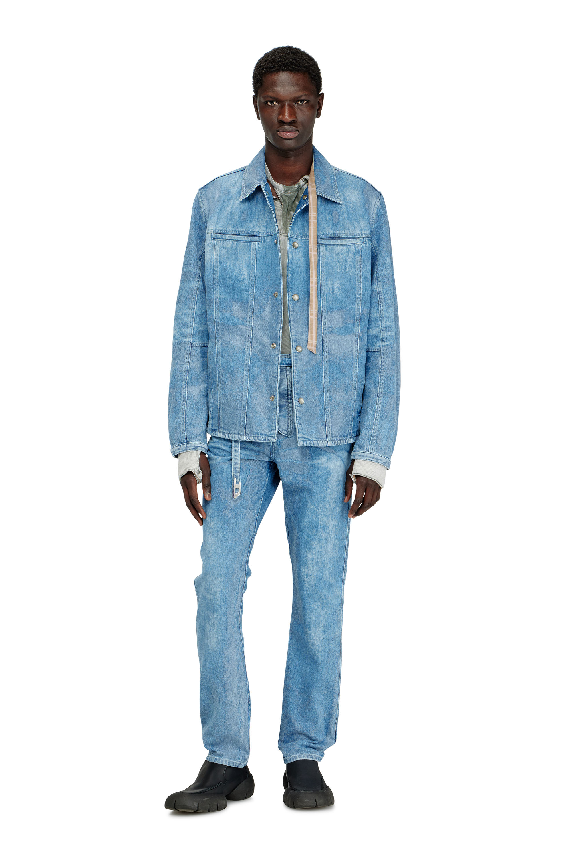 Diesel - D-SERON-FSI, Man's Jacket in satin denim in Light Blue - 2