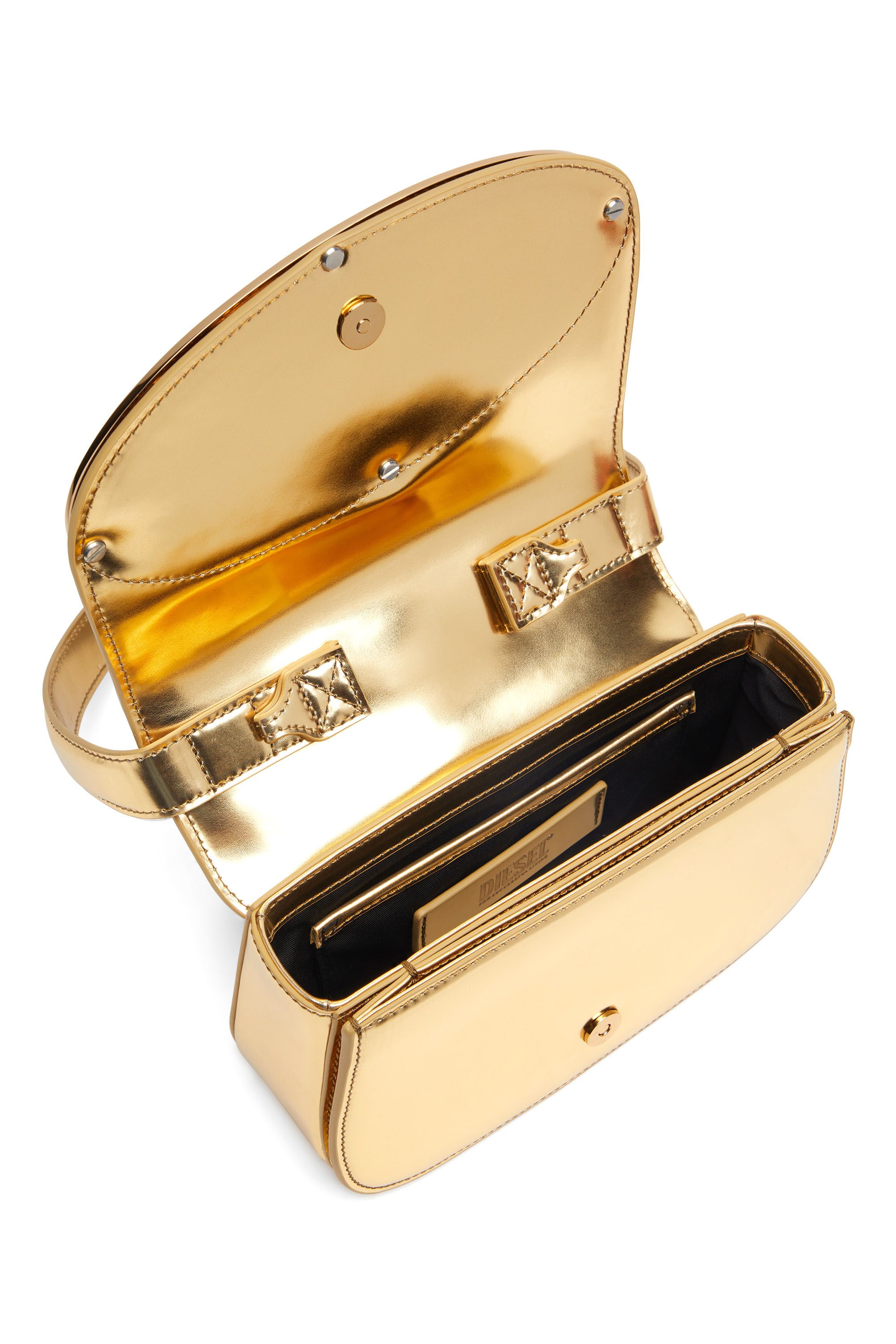 1DR, Gold Diesel - 1DR, Woman's 1DR-Iconic shoulder bag in mirrored leather in Gold - 3