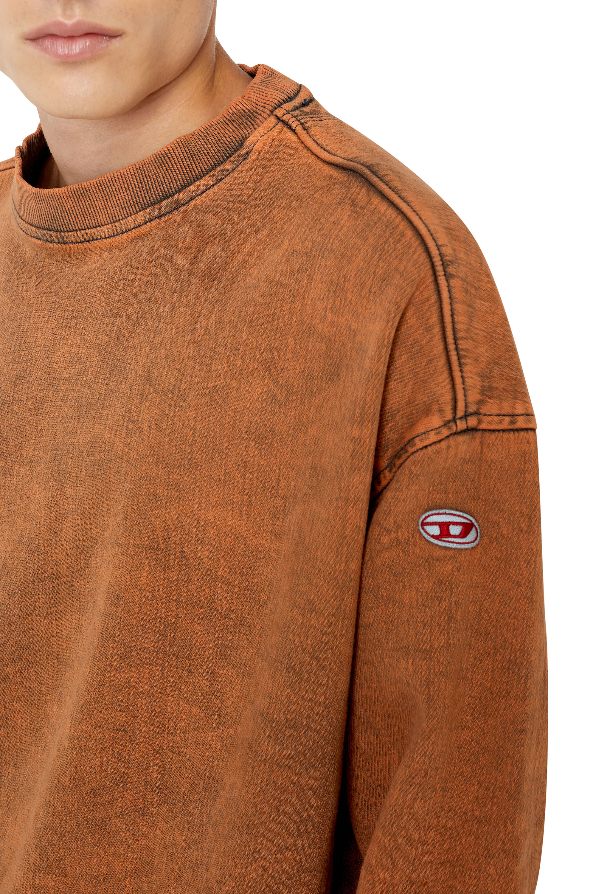 Diesel - D-KRIB TRACK DENIM SWEATSHIRT, Orange - Image 5