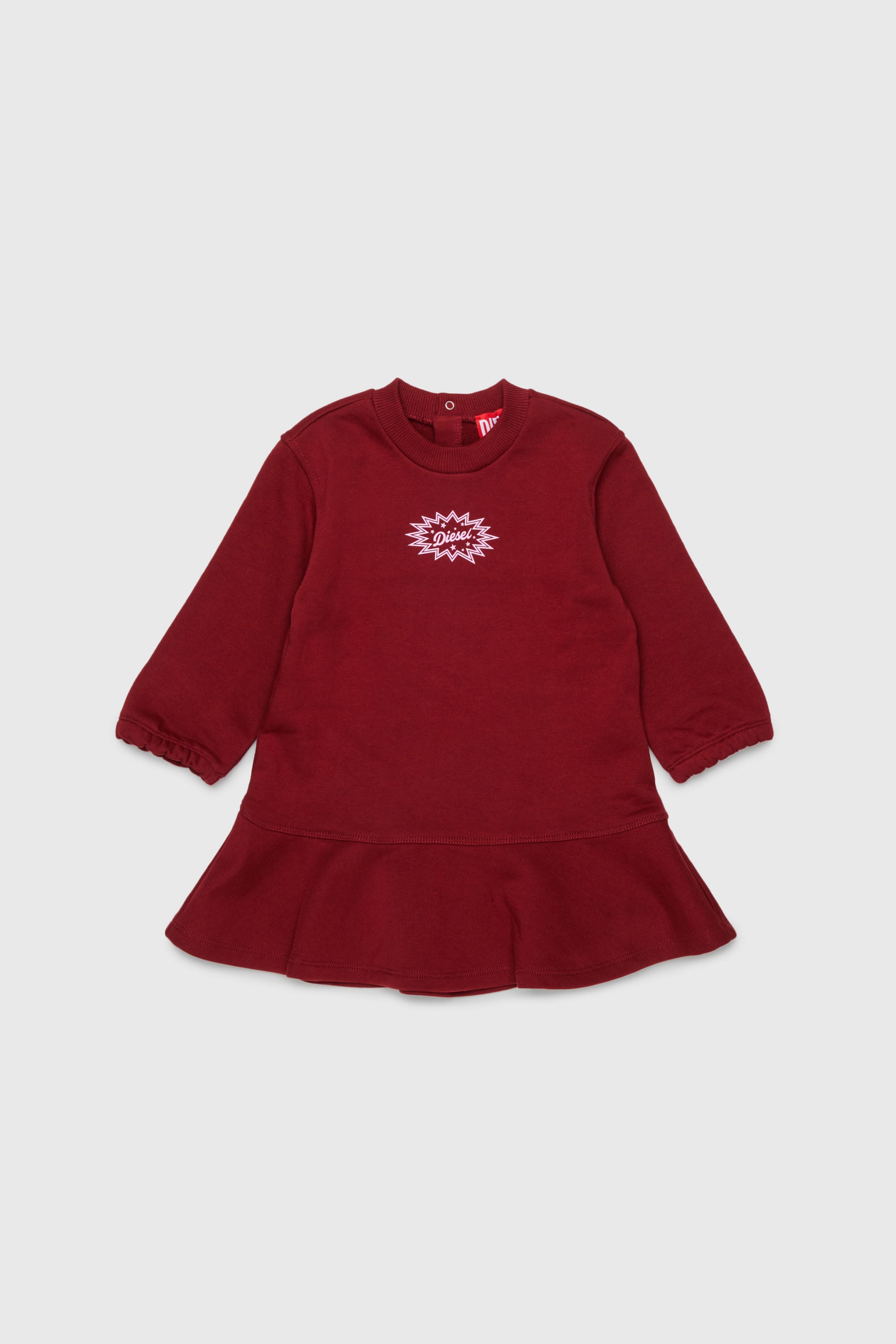 Diesel - DFUMB, Woman's Sweatshirt dress with ruffled hem in Red - 1
