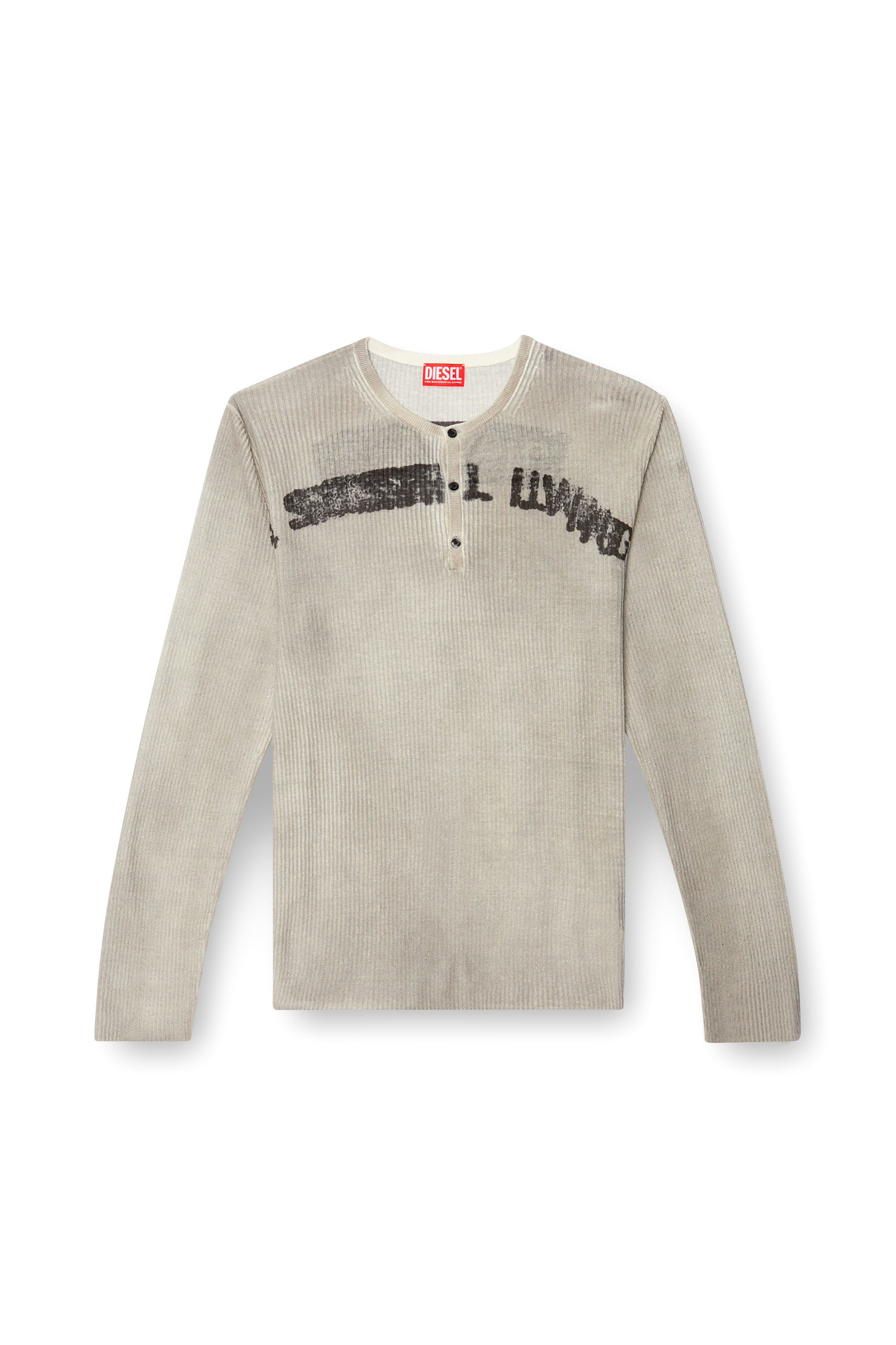 Diesel - K-ROBBY, Unisex's Dirty-effect Henley jumper in linen in Beige - 3