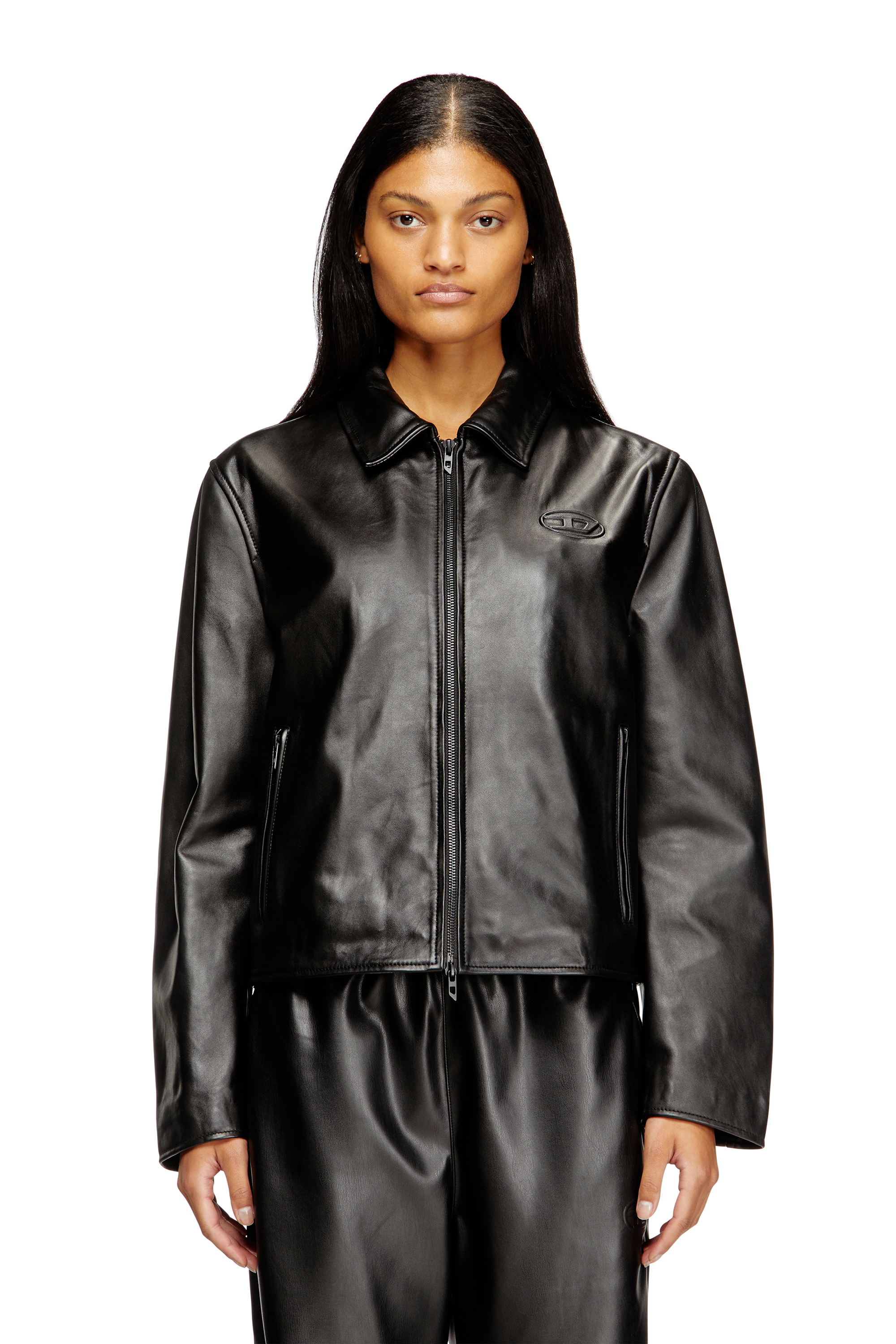 Diesel - L-AMAR-FEM-S2, Woman's Coach jacket in leather in Black - 1