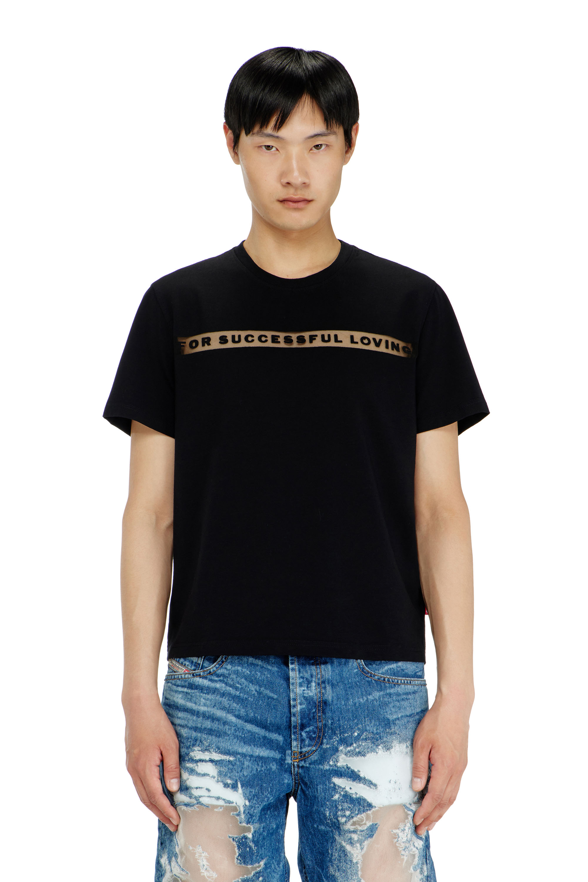Diesel - PR-T-NOTS-CHI-R, Unisex's T-shirt with For Successful Loving logo in Black - 1