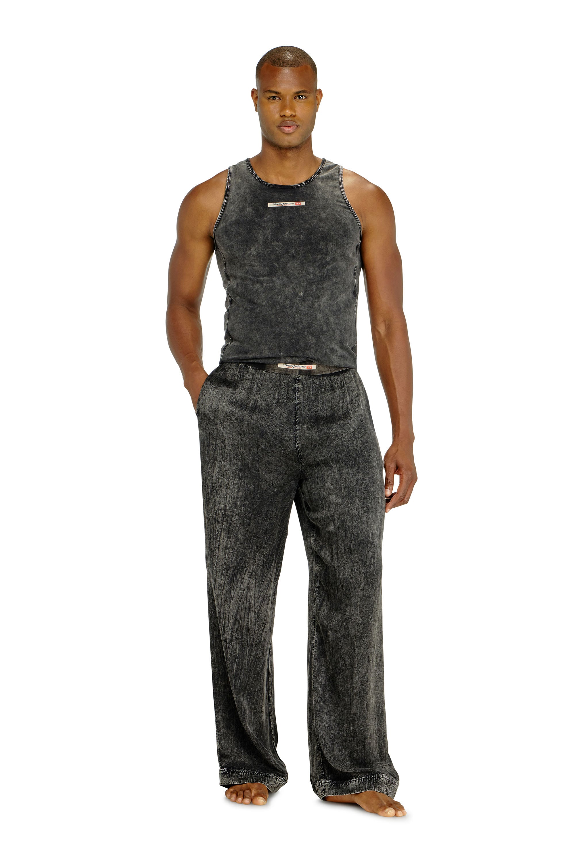 Diesel - ZAYNE-DNM, Man's Viscose pants with a fluid fit in Dark grey - 1