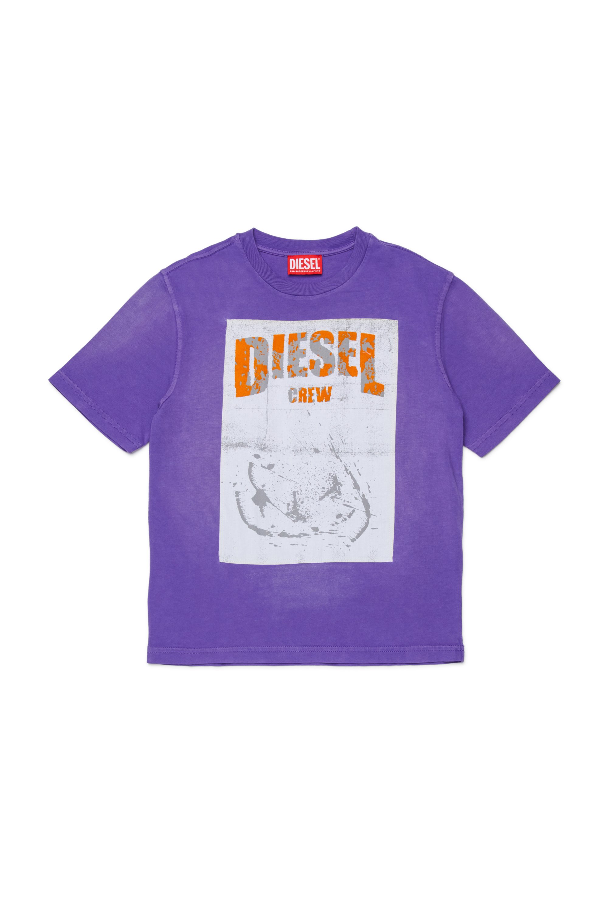 Diesel - TBERS OVER, Man's Cotton T-shirt with flocked Diesel graphic print in Violet - 1
