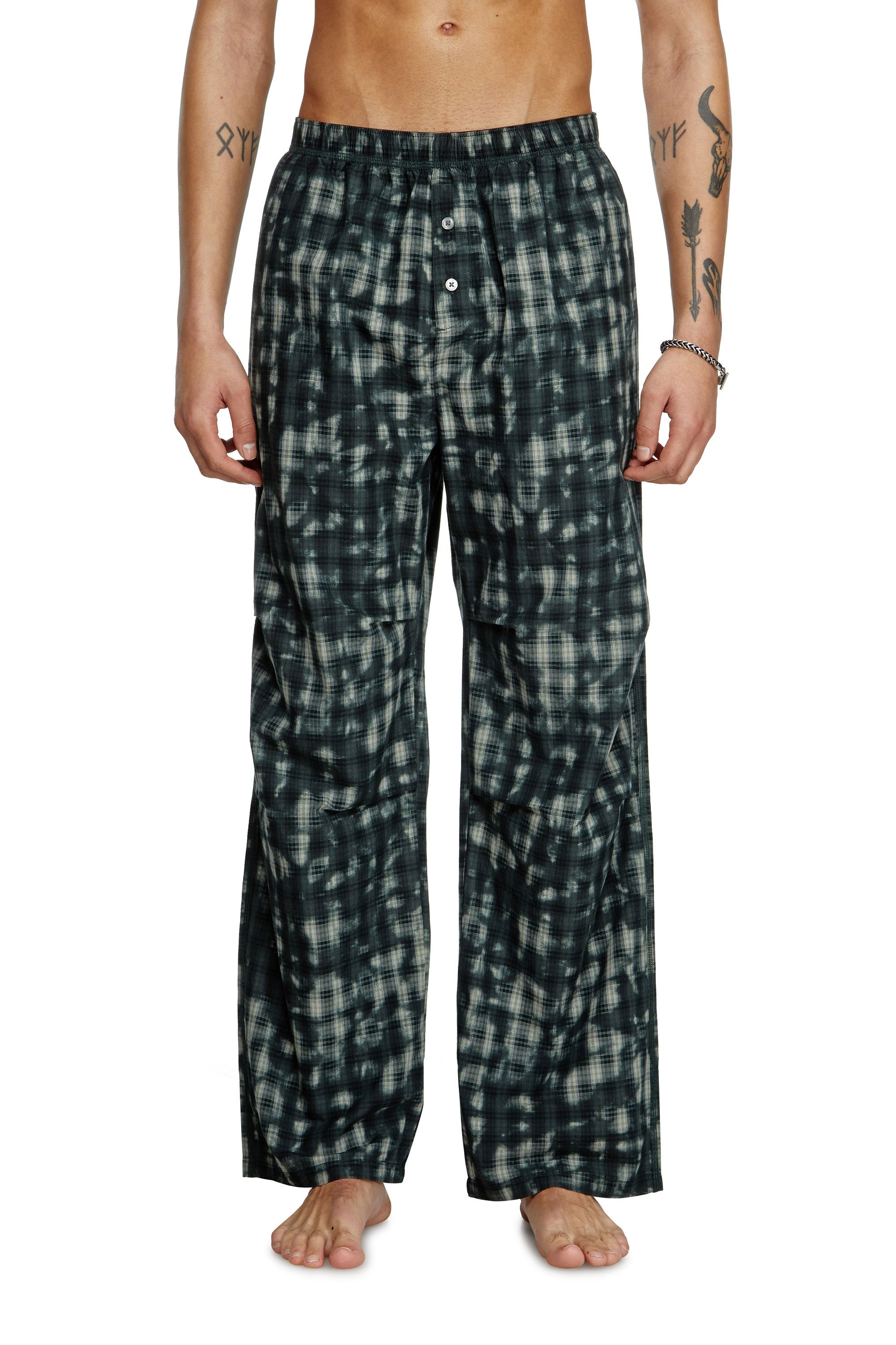 Diesel - VINCE-UTLT, Unisex's Pyjama bottoms with check print in Dark Green - 3