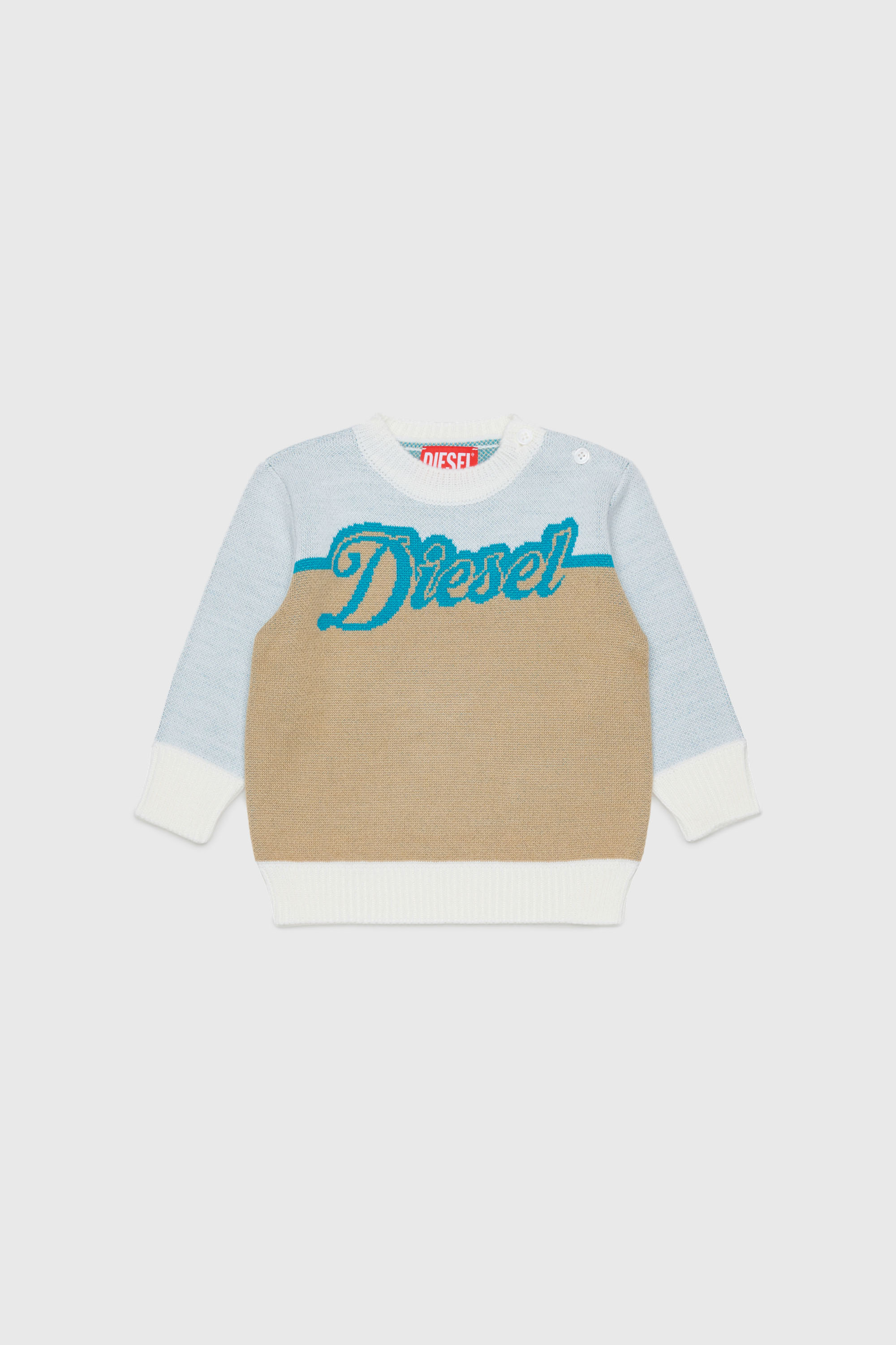 Diesel - KBLOB, Unisex's Wool-blend jumper with Diesel logo in White - 1