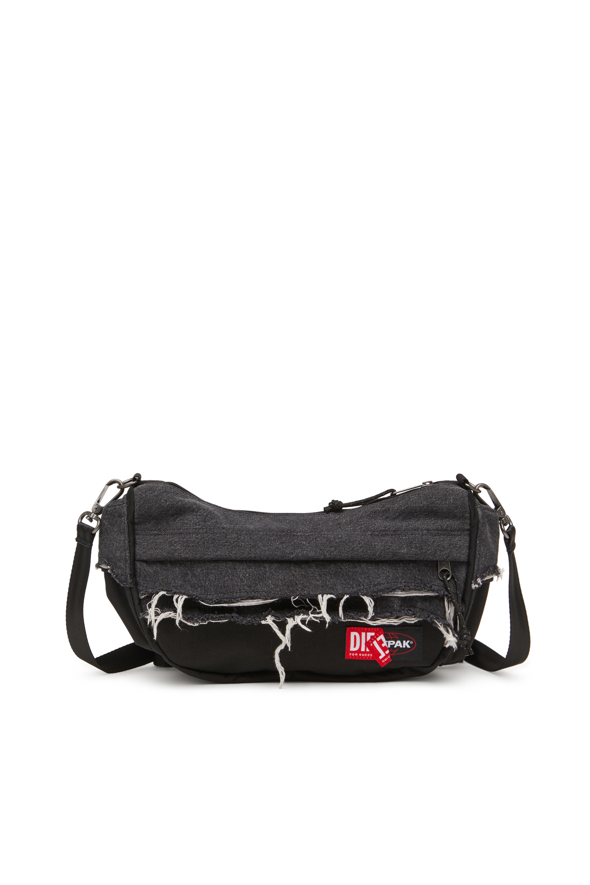 DIESEL SHOULDER BAG, Black Diesel - DIESEL SHOULDER BAG, Unisex's Shoulder bag in destroyed denim and CORDURA® in Black - 1