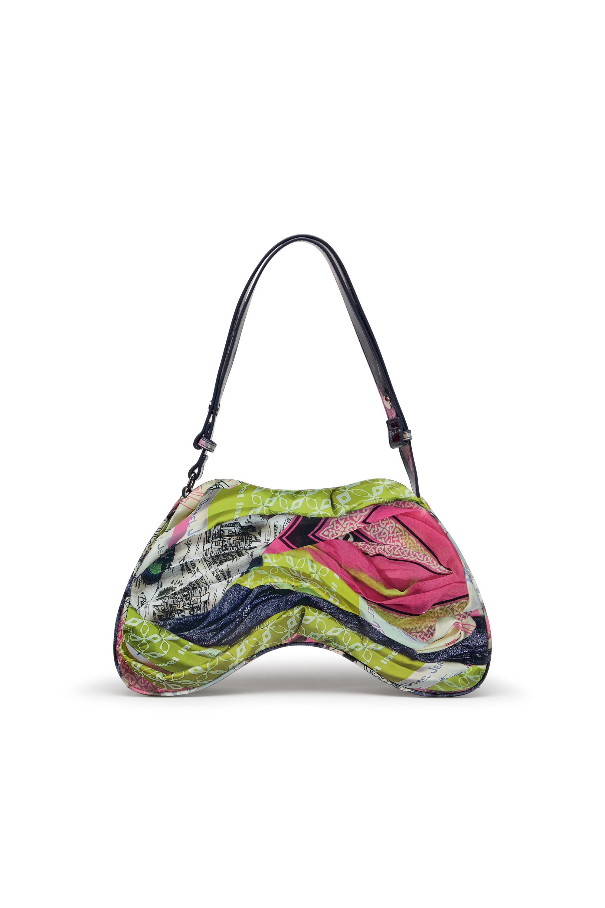 Diesel - PLAY SHOULDER, Woman's Play-Glossy shoulder bag with print in Pink/Yellow - 2