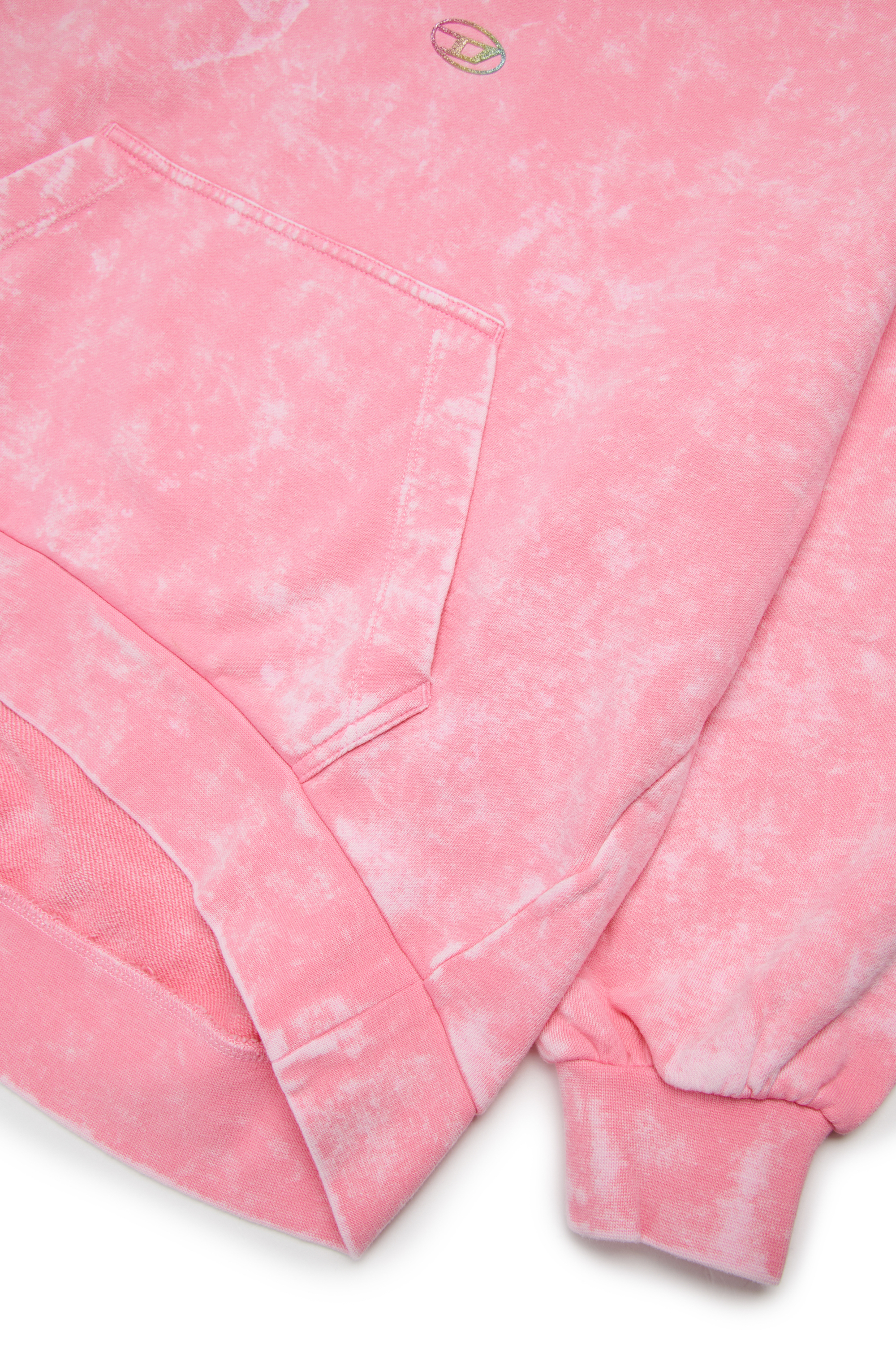 Diesel - SALIA, Woman's Hoodie in cotton with washed effect in Pink - 4