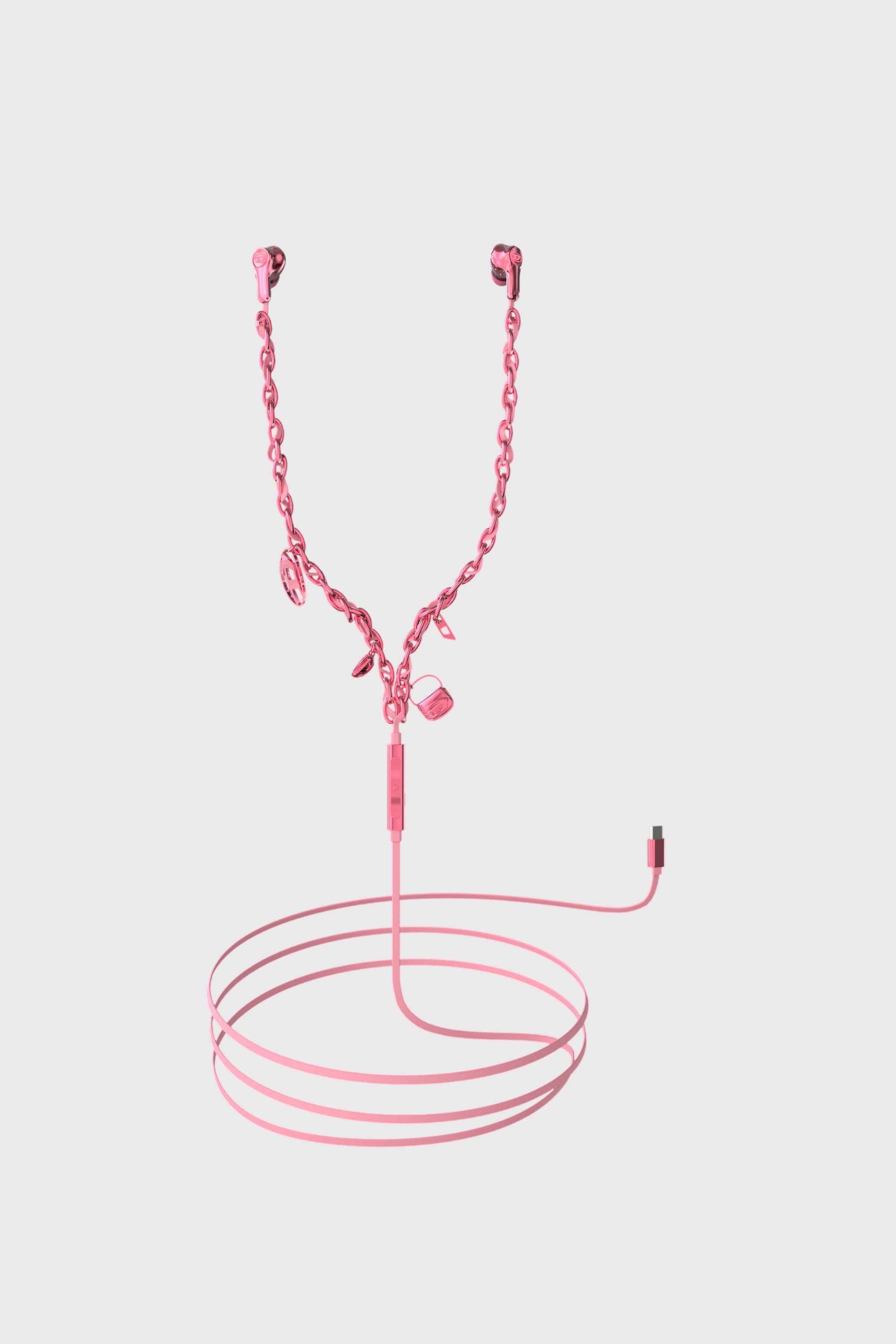 Diesel - 60688 WIRED EARBUDS WIRED EARBUDS, Unisex's Wired Earbuds and charms pink in Pink - 1