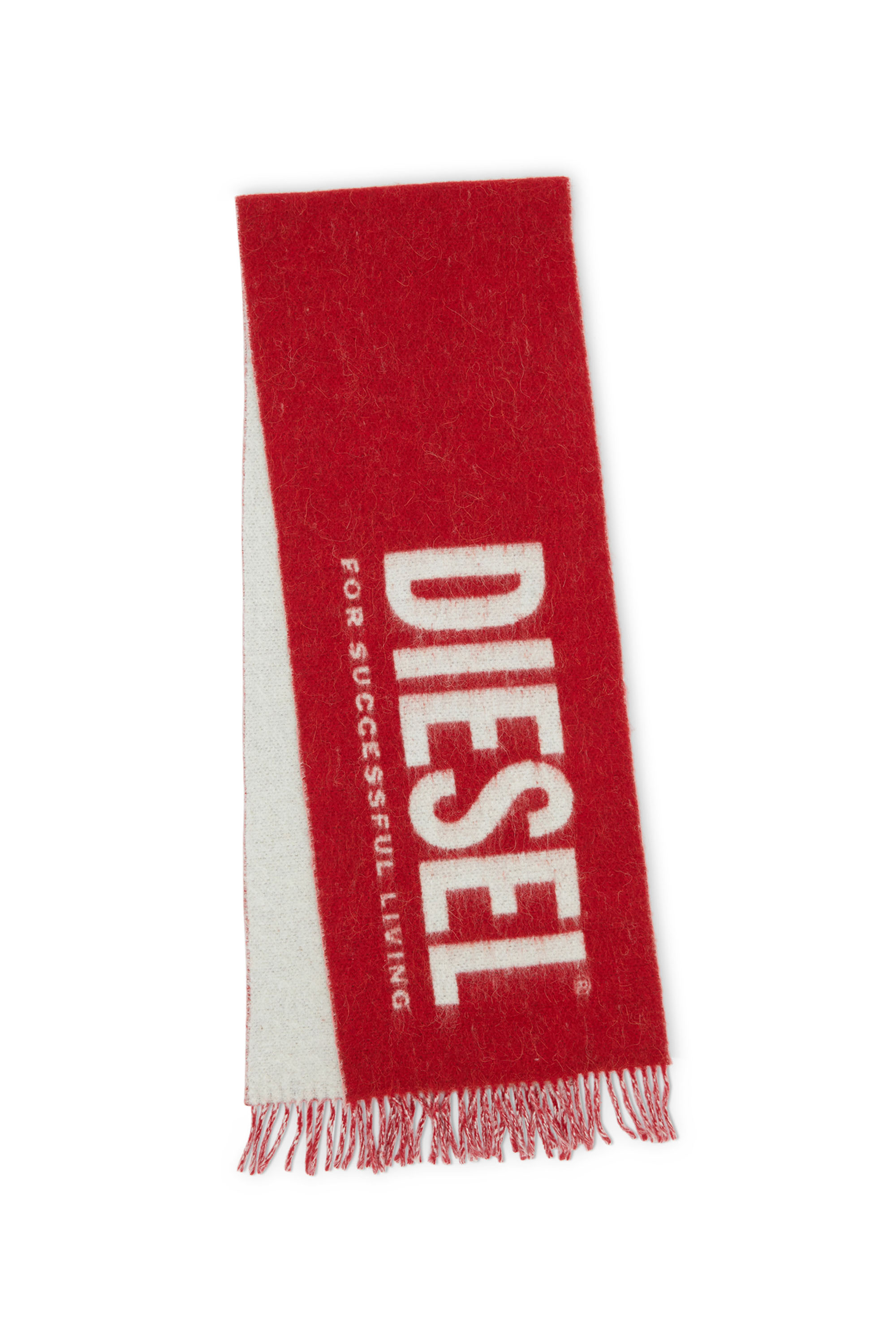 Diesel - S-KOTT, Man's Two-tone scarf with maxi logo in Red - 3